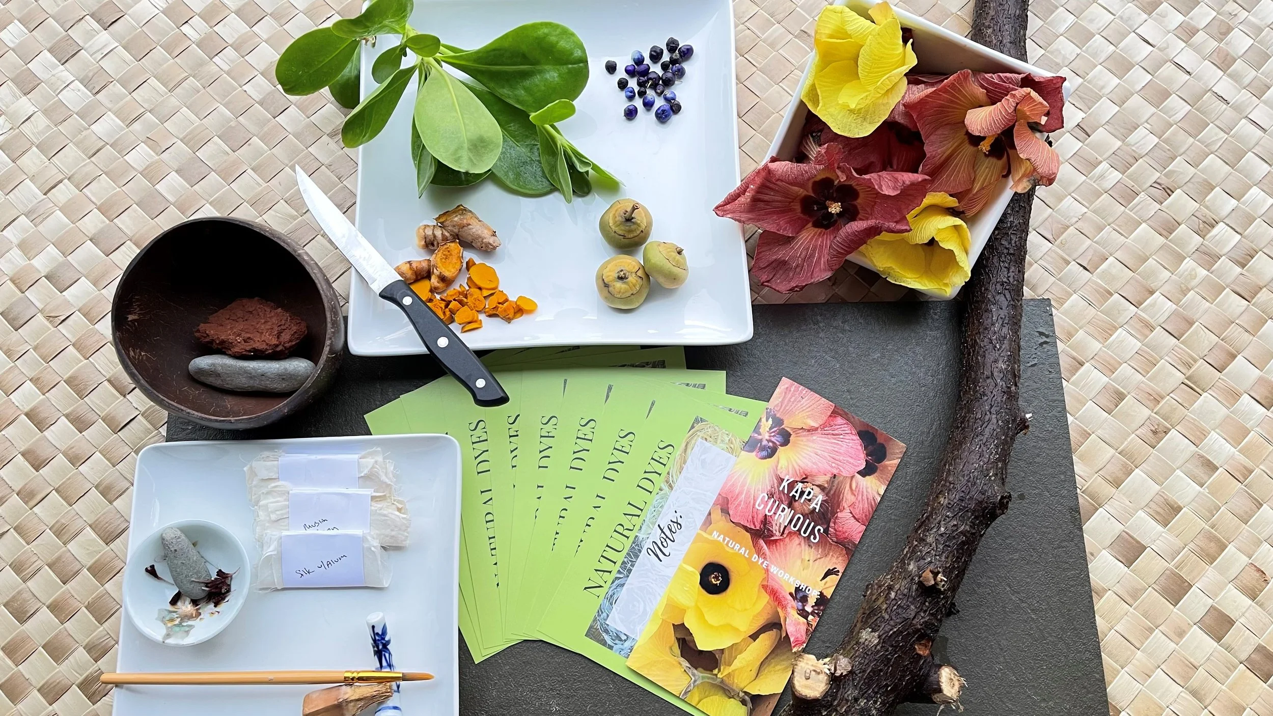 Natural dyes from Native Hawaiian plants as well as invasive species found on Maui and Molokai.