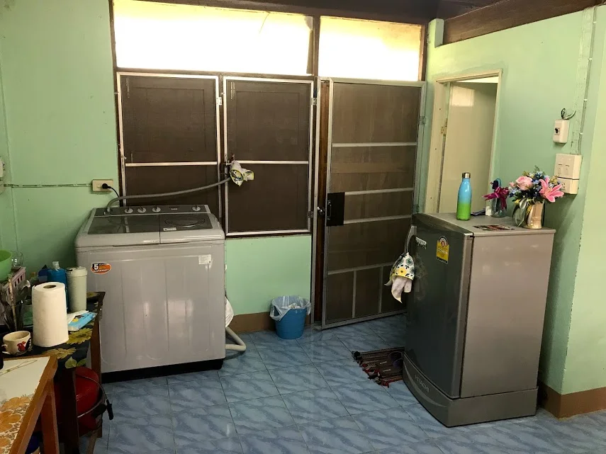 The second half of the kitchen - the laundry room! The washer is on the left and the spinner is on the right.