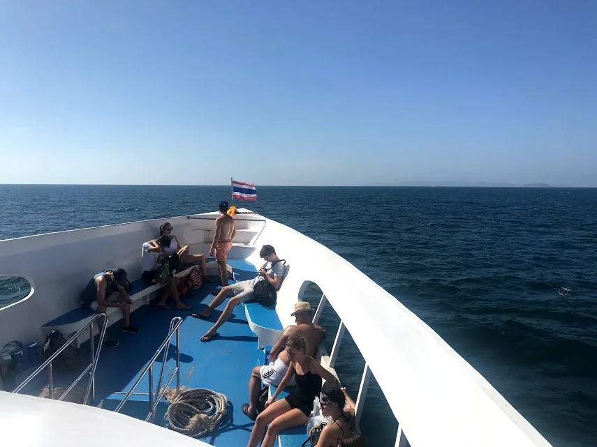 The front deck of the ferry to the Phi Phi Islands.