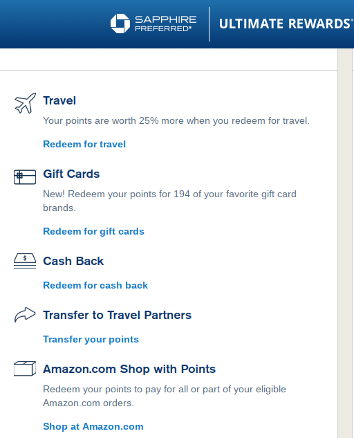 The infamous rewards portal for the Chase Sapphire Preferred card.
