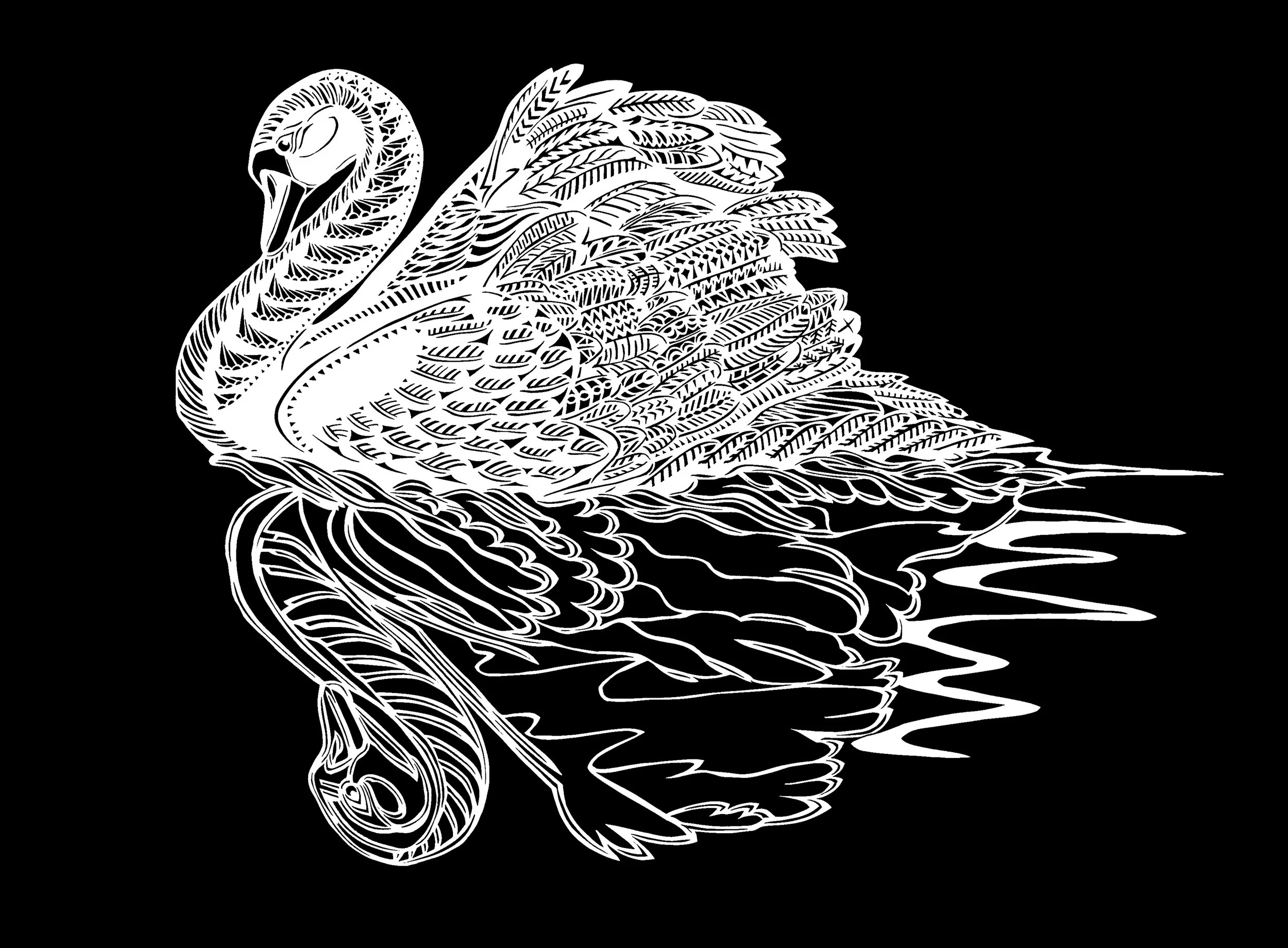 Swan papercut artwork by Thysart