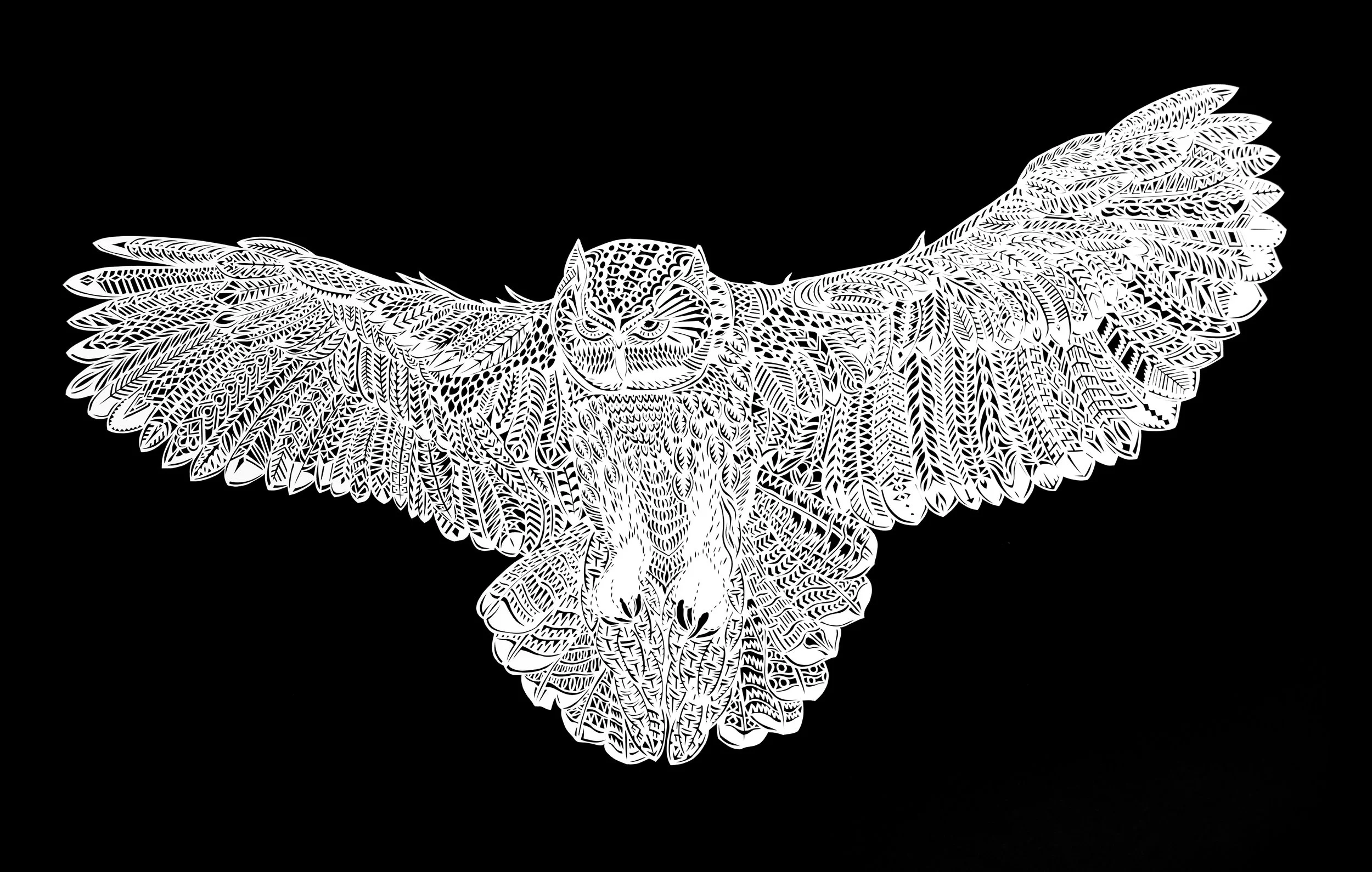 Papercut artwork of a Oehoe who terrorised the town of Purmerend (the Netherlands)