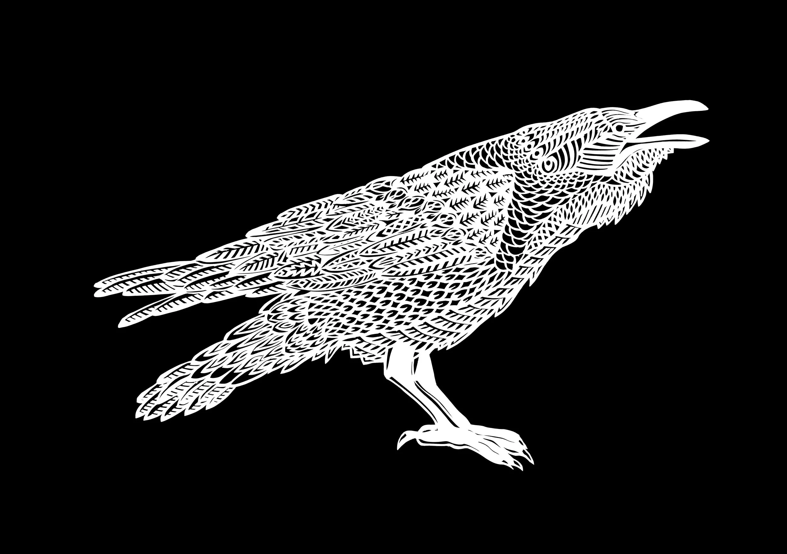 This bird is a raven, a papercutting by Thysart
