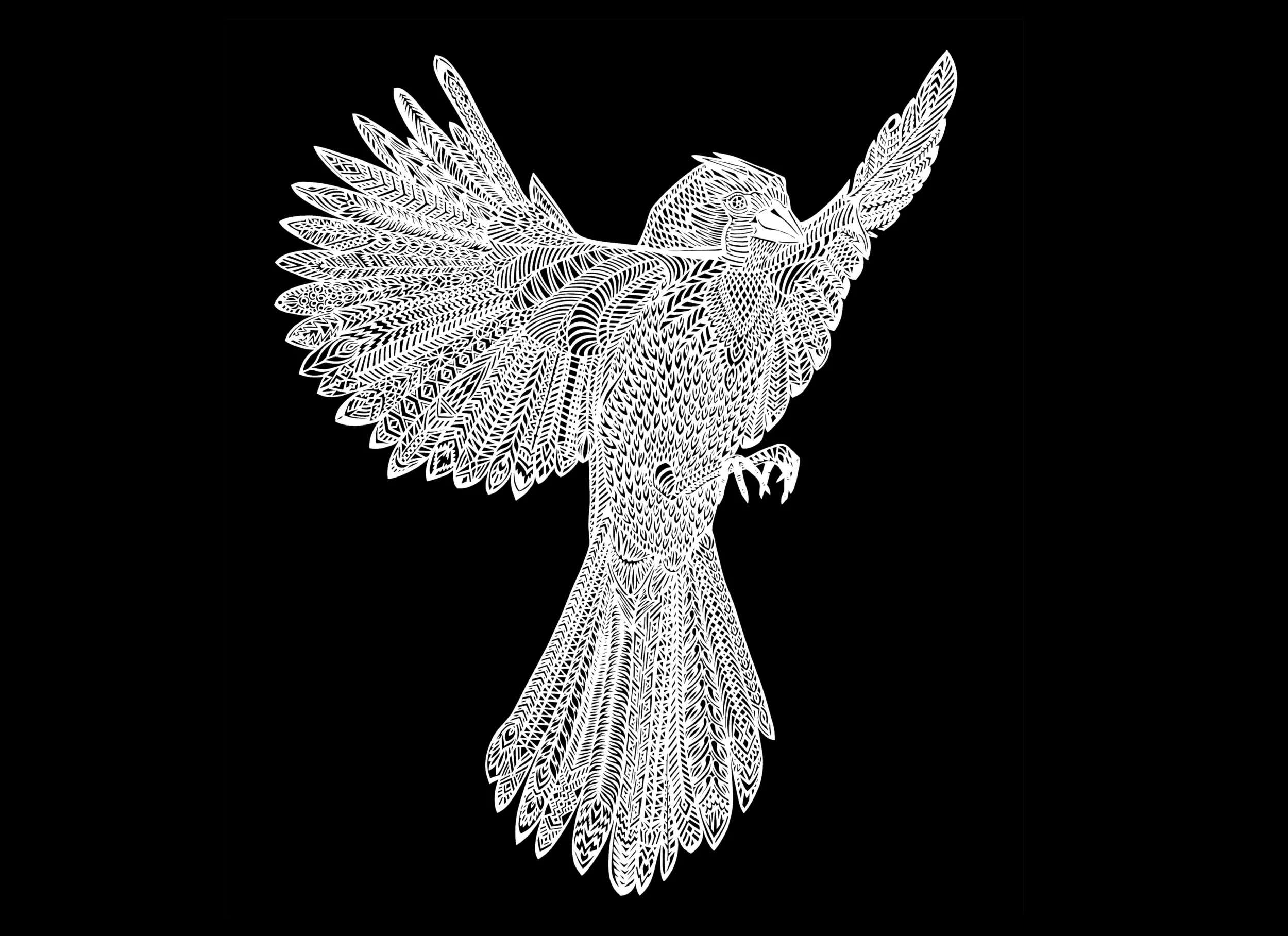 The magestic cardinal in Flight, a papercut artwork by Thysart