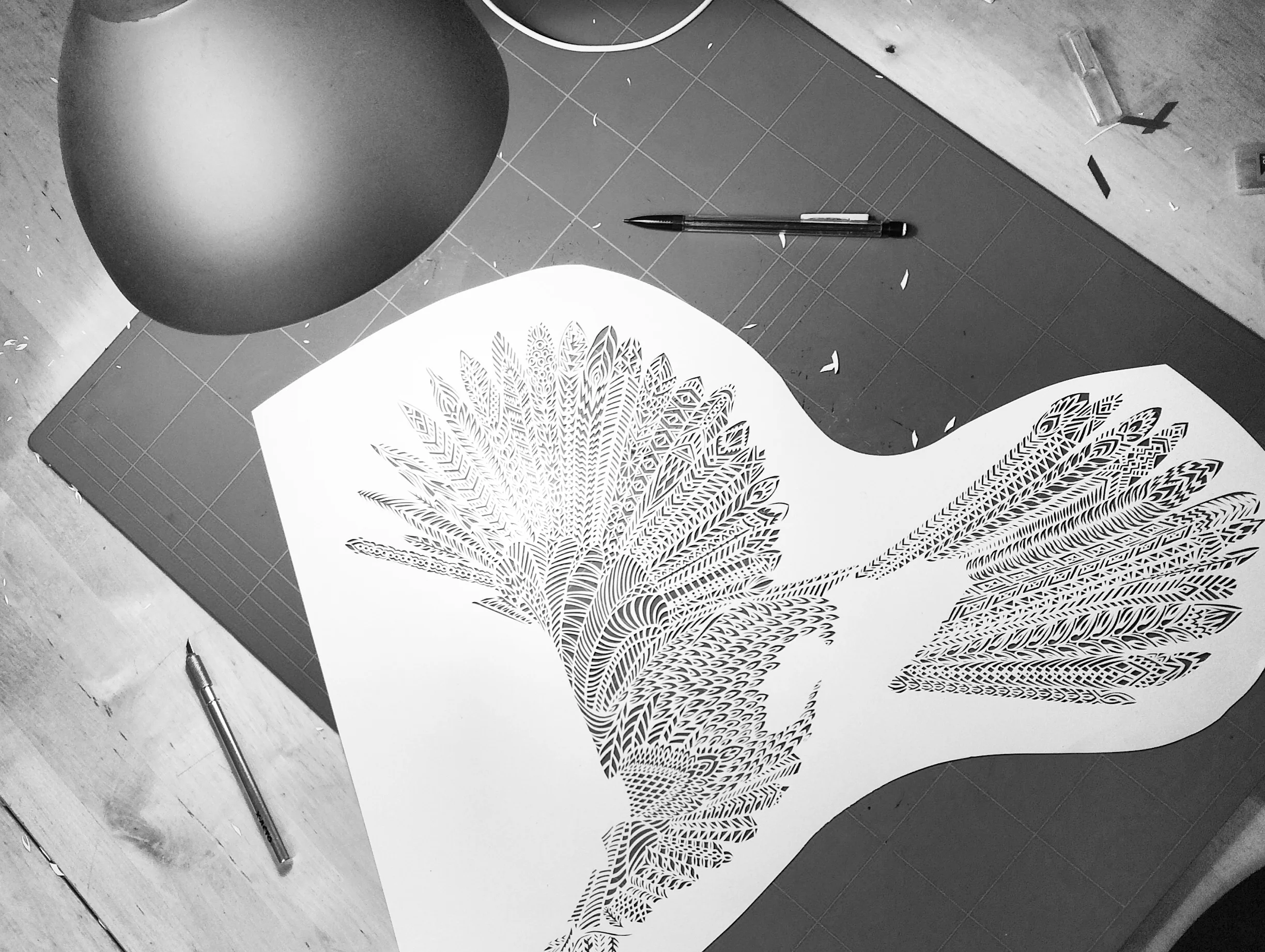 Sneak peak into the artist studio, a papercutting in the making by Thysart