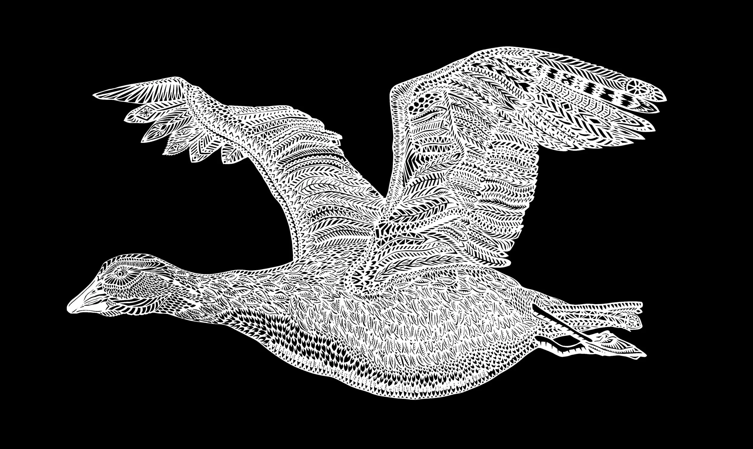 This papercutout of a canadian snowgoose is made by Thysart in loving memory of Humphrey