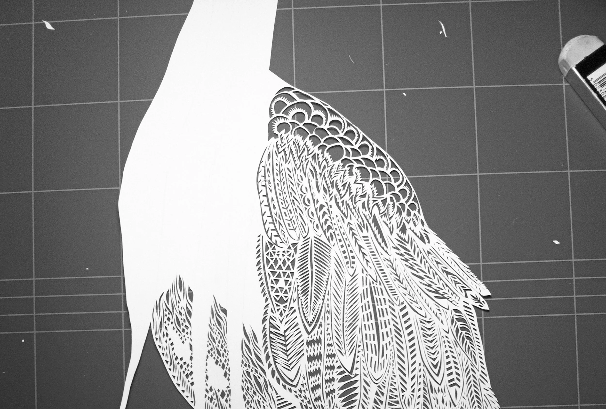 A grey heron in the making, papercutouts take time. 