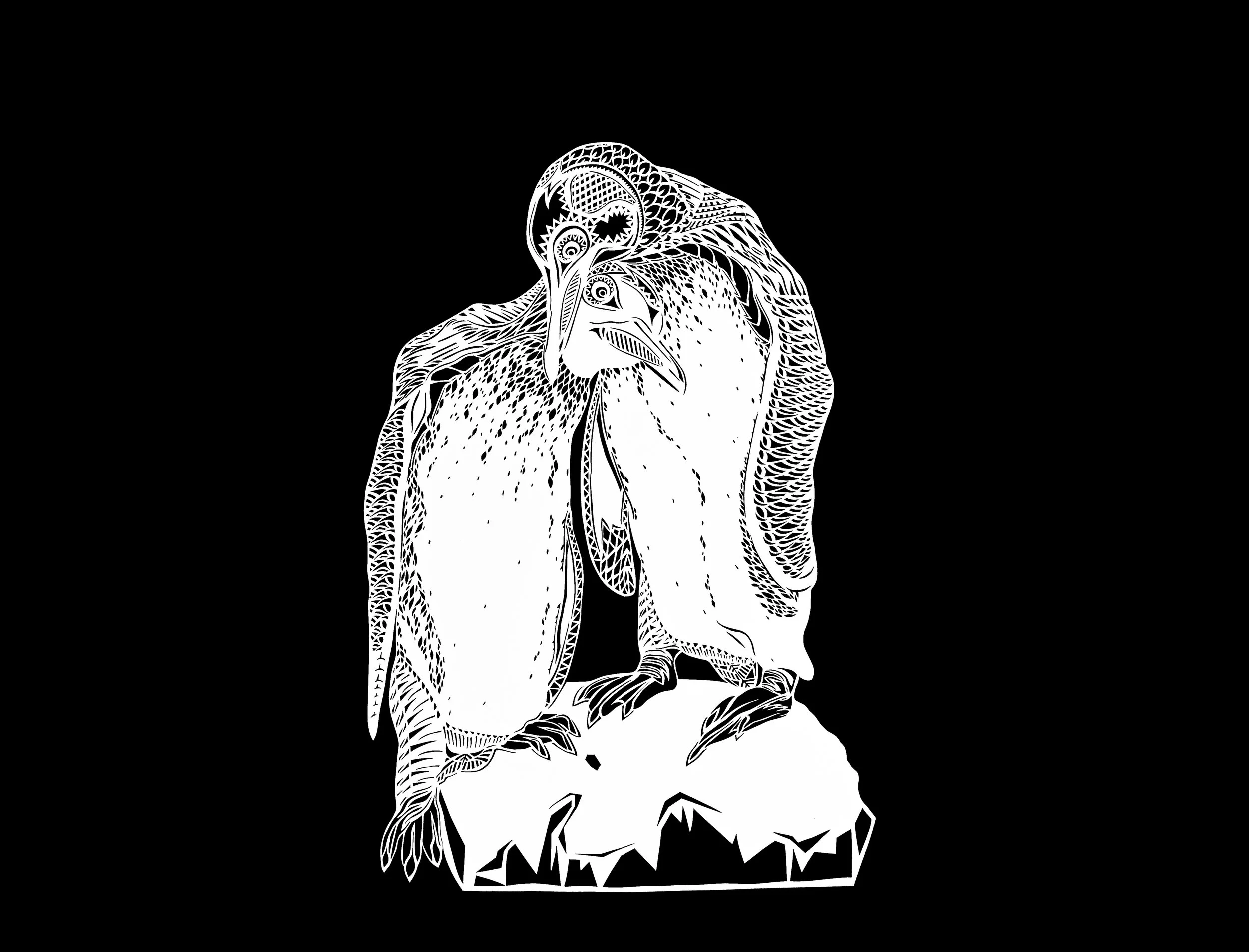 Two penguins in love, a papercut artwork by Thysart