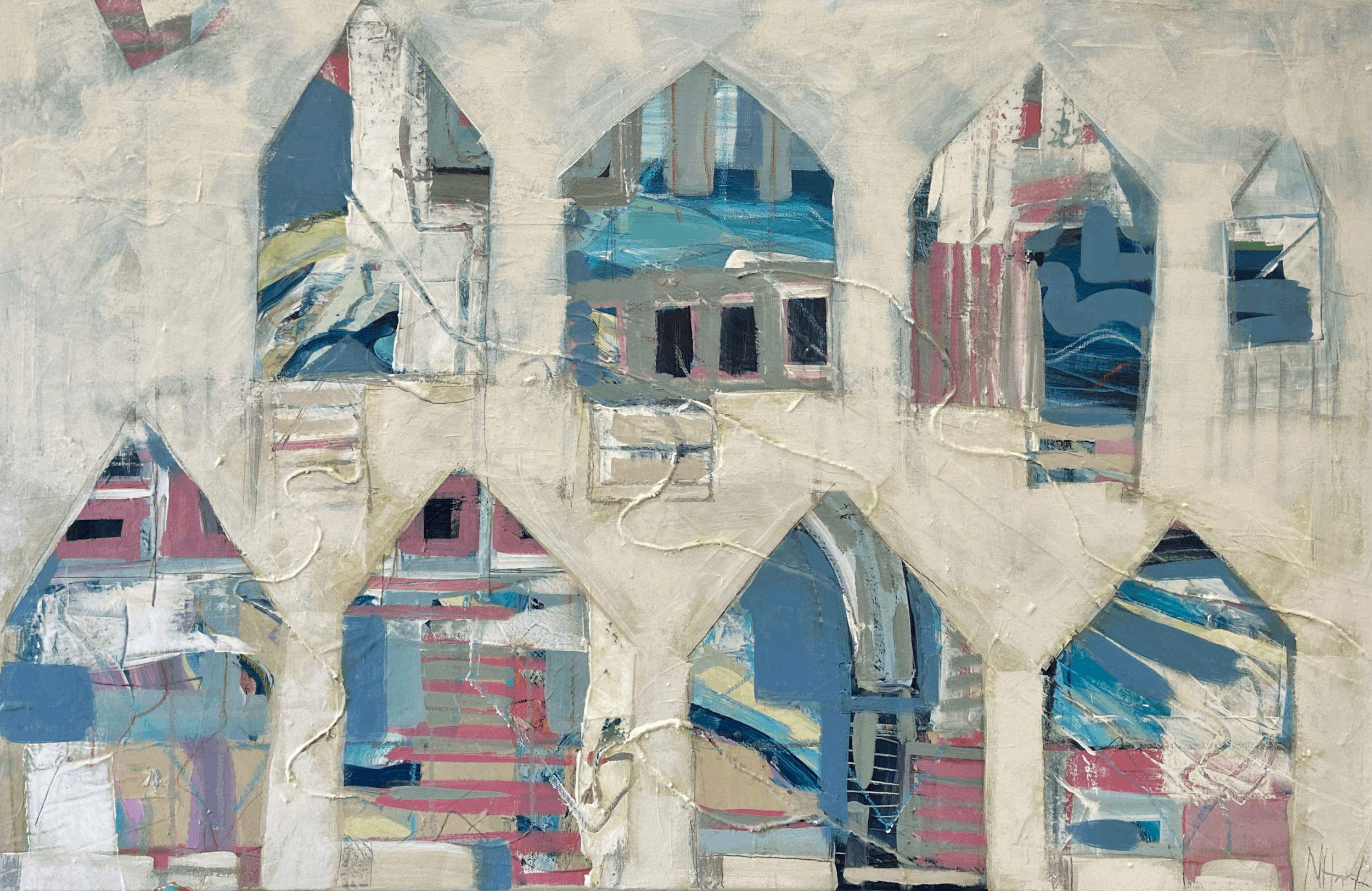 Beach Huts Abstract   SOLD