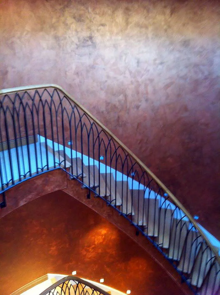 bespoke copper feature entrance staircase light reactive lustra finish 1