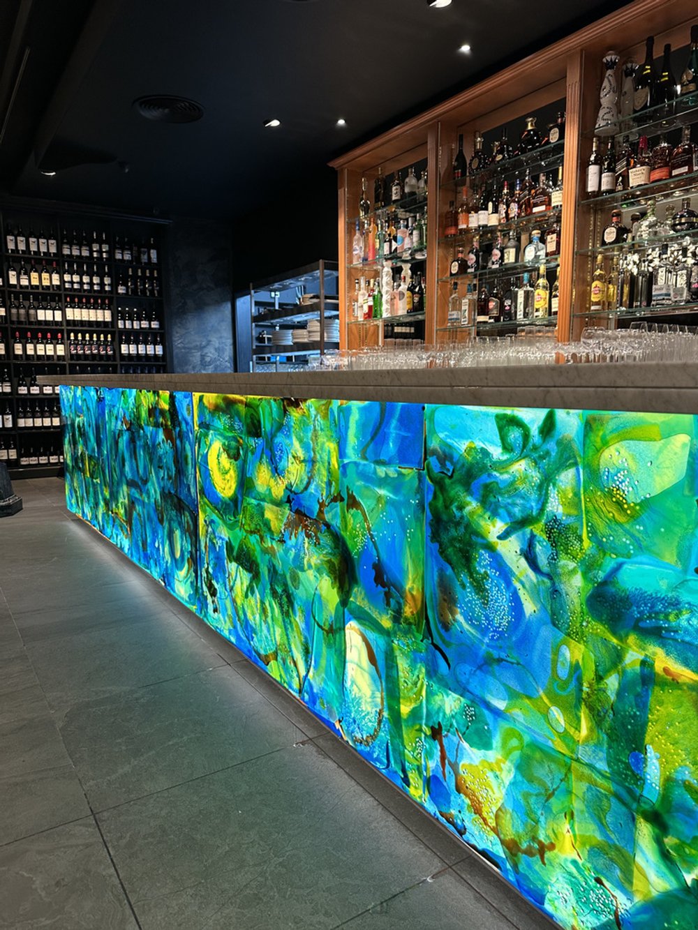 Blue light bar epoxy art back light bespoke design for Kabu restaurant 3.jpeg