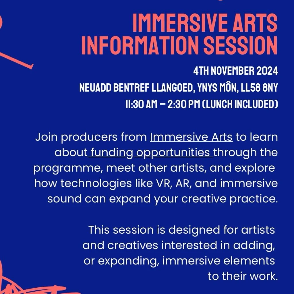 Come along! Join the producers of the Immersive Arts Fund, for a hands-on information session that explores how technologies like VR, AR, and immersive sound can open new creative possibilities for your art practice. @immersivearts_uk 

During this 3