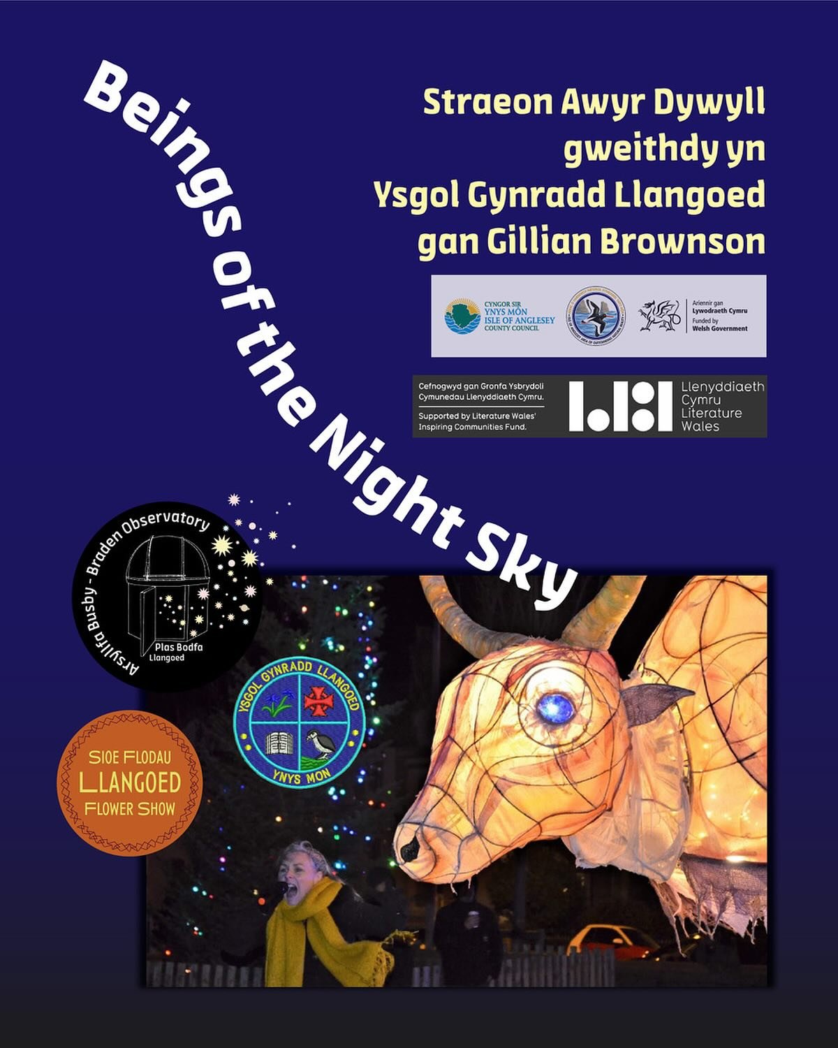 Beings of the Night Sky - a one-day workshop at Ysgol Gynradd Llangoed with @gillythompson_brownson! 
With our old star stories and a map of the North Wales dark sky, the students will be inspired to invent their very own constellation stories.&nbsp;