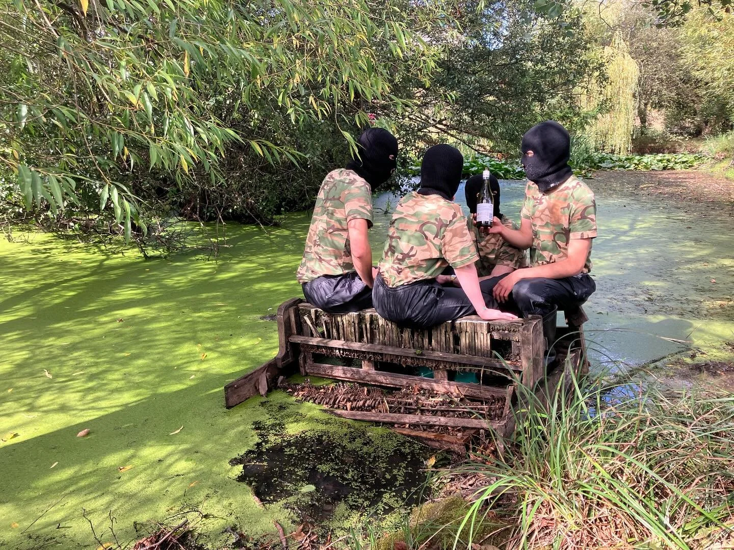 Victory. 
For whom? Over what exactly? 
Unpacking the layers of 
Resurrection of Catastrophe 2025
A third composition by Ynyr Pritchard.
Filmed and performed live at the pond.
for four performers, drowned piano and dispersed tape
duration : ~1h 16&r
