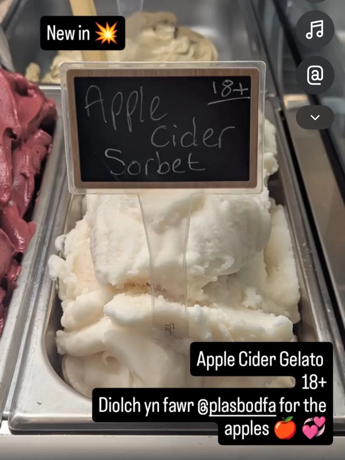 Be quick quick! Our friends at @joia_gelato have crafted 🍎 Apple Cider Sorbet 🍎 from our Plas Bodfa Bramley and Worchester Pearmain apples! 

Head to Menai Bridge and try some before it&rsquo;s gone! 18+
. . .
#plasbodfa #cider #sorbet #localingred