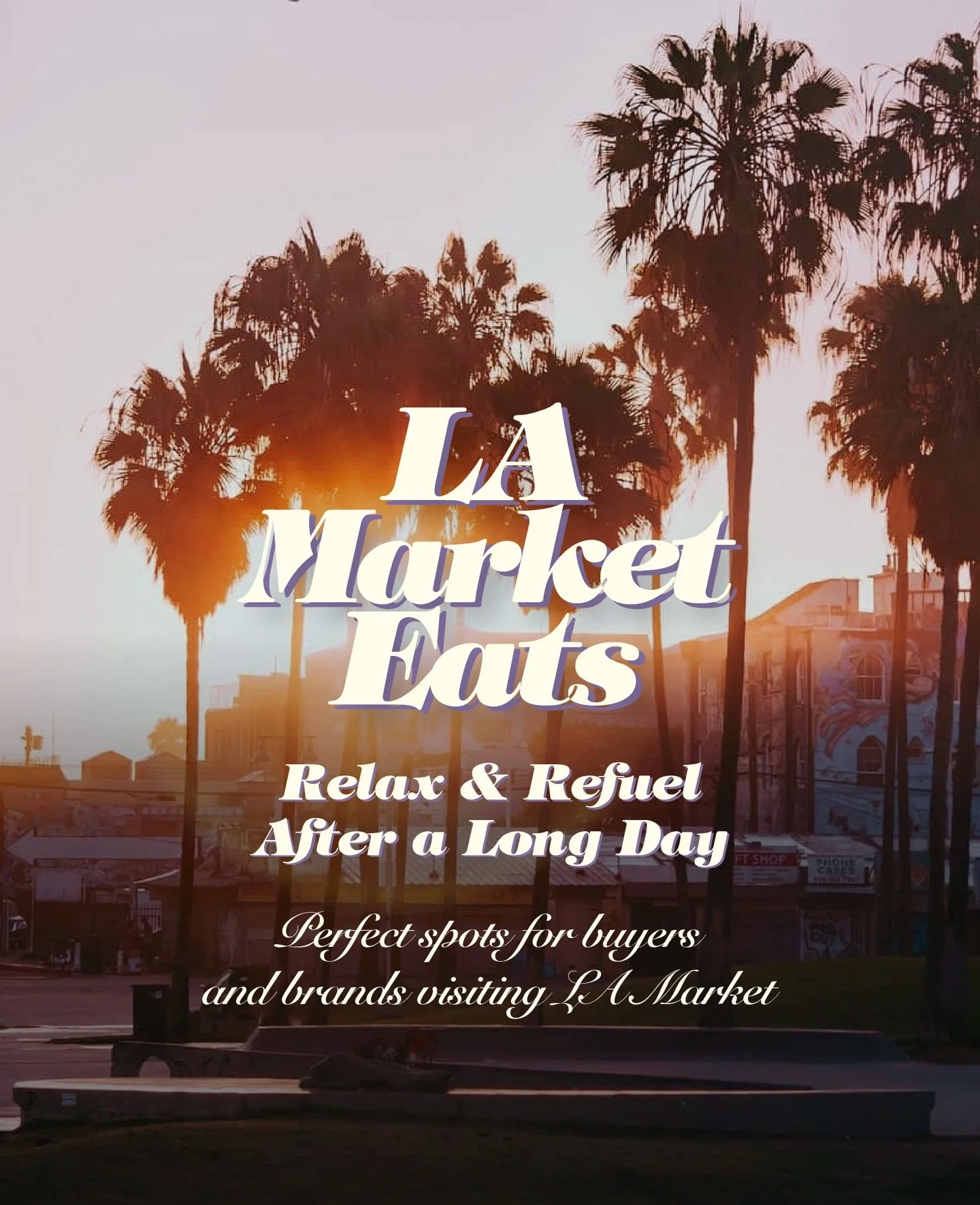 Visiting LA Market? We are!! Come visit us at Cooper Building - Suite 213.
After a long day of buying, here are our favorite spots to grab a relaxed, stylish meal 🌞🍽️
The Butcher, The Baker, The Cappuccino Maker (West Hollywood) &mdash; walk-ins fi