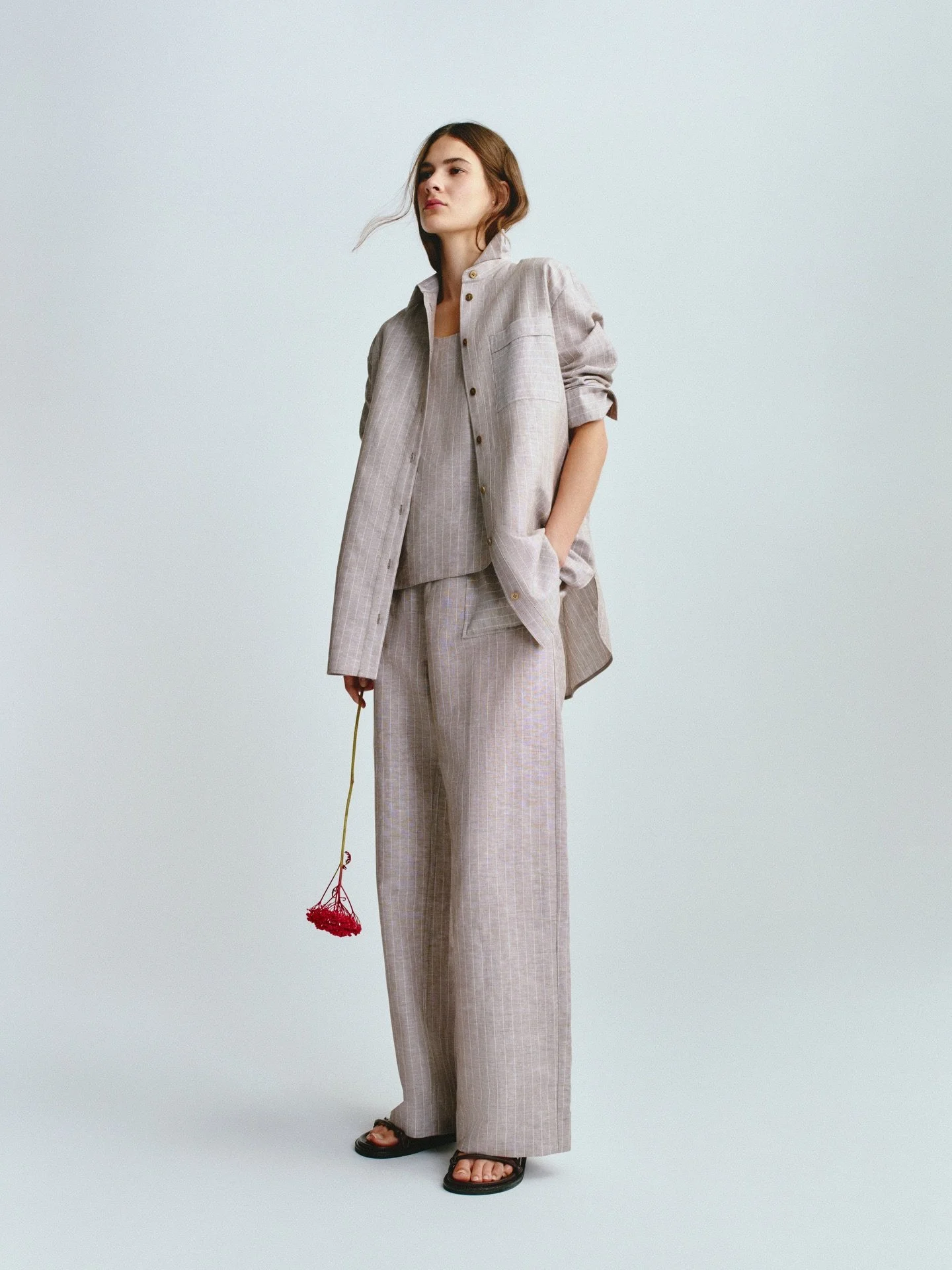 An effortless set in stone tones and fine stripes.
Easy, comfortable and always stylish!&nbsp;
All MM by Max Mara garments are designed in Italy, with a contemporary spirit that embodies the care, expertise, and craftsmanship of Italian know-how. Cra