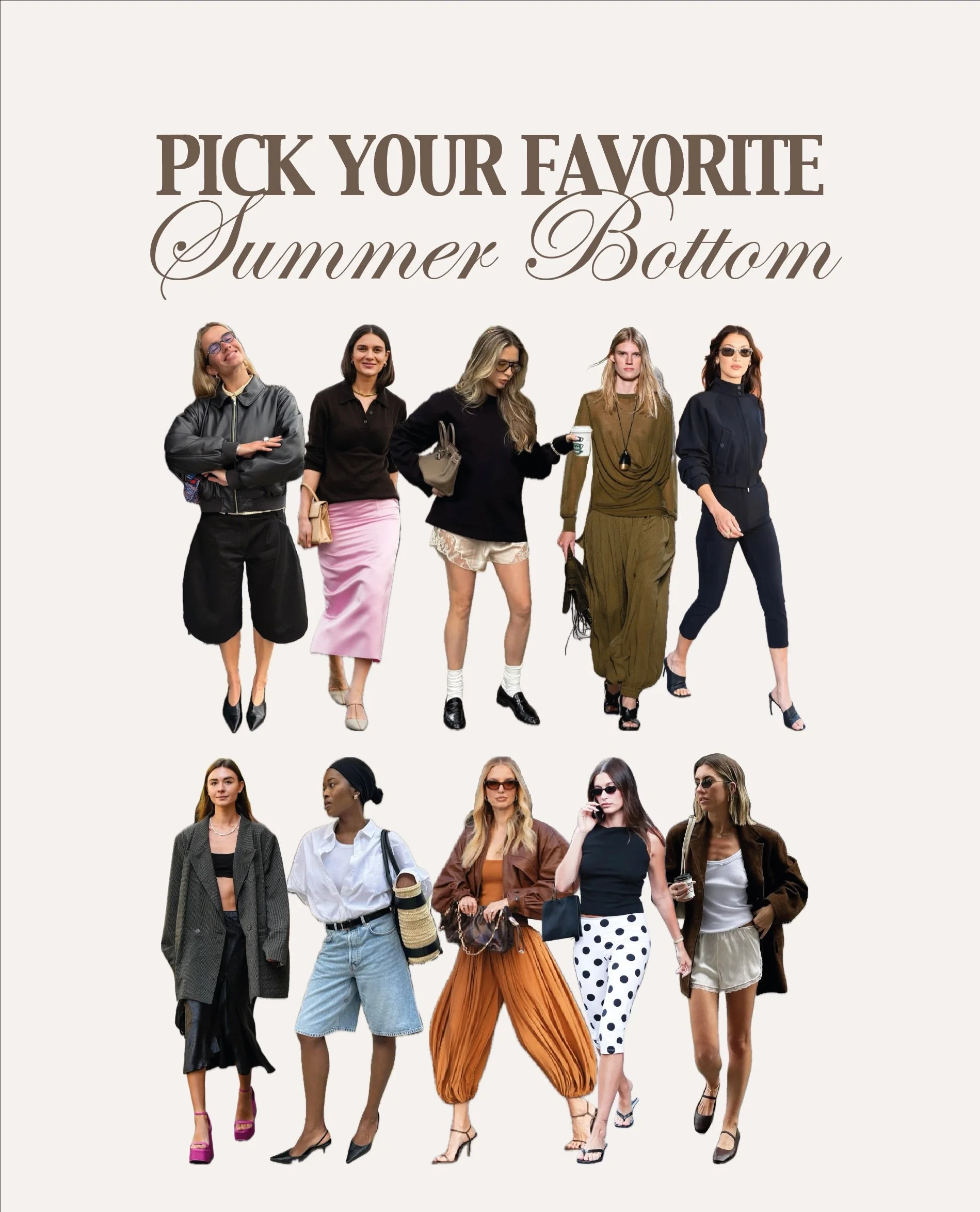 Summer bottoms are having a moment!
Pick your player: lace shorts, capri pants, balloon pants, bermuda shorts, or satin midi skirts. Which one&rsquo;s winning your closet this season?

__

#fashionlab #fashionlabagency #summerbottoms #SS26trends