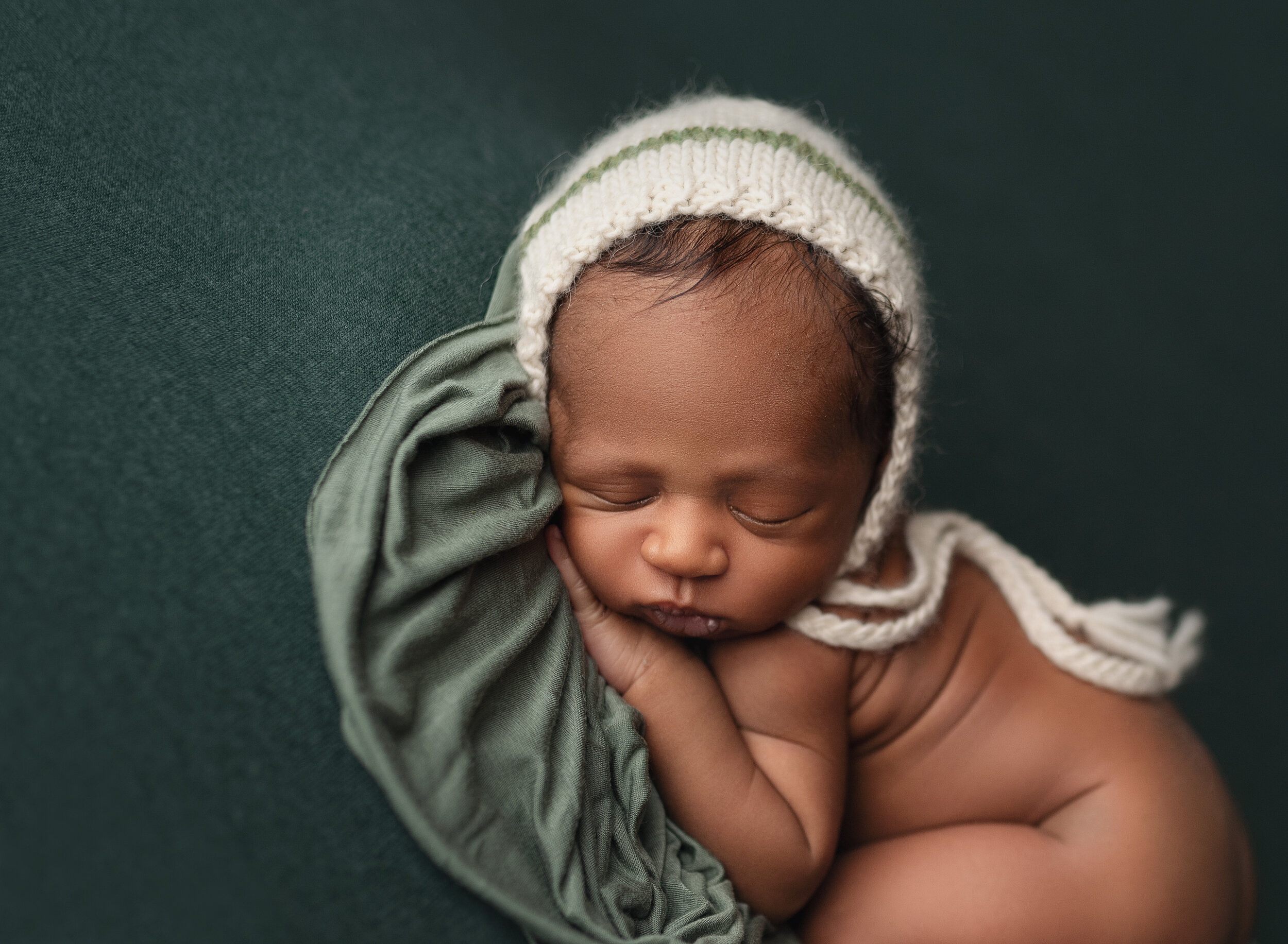 Morgan City Louisiana Newborn Studio baby boy bonnet