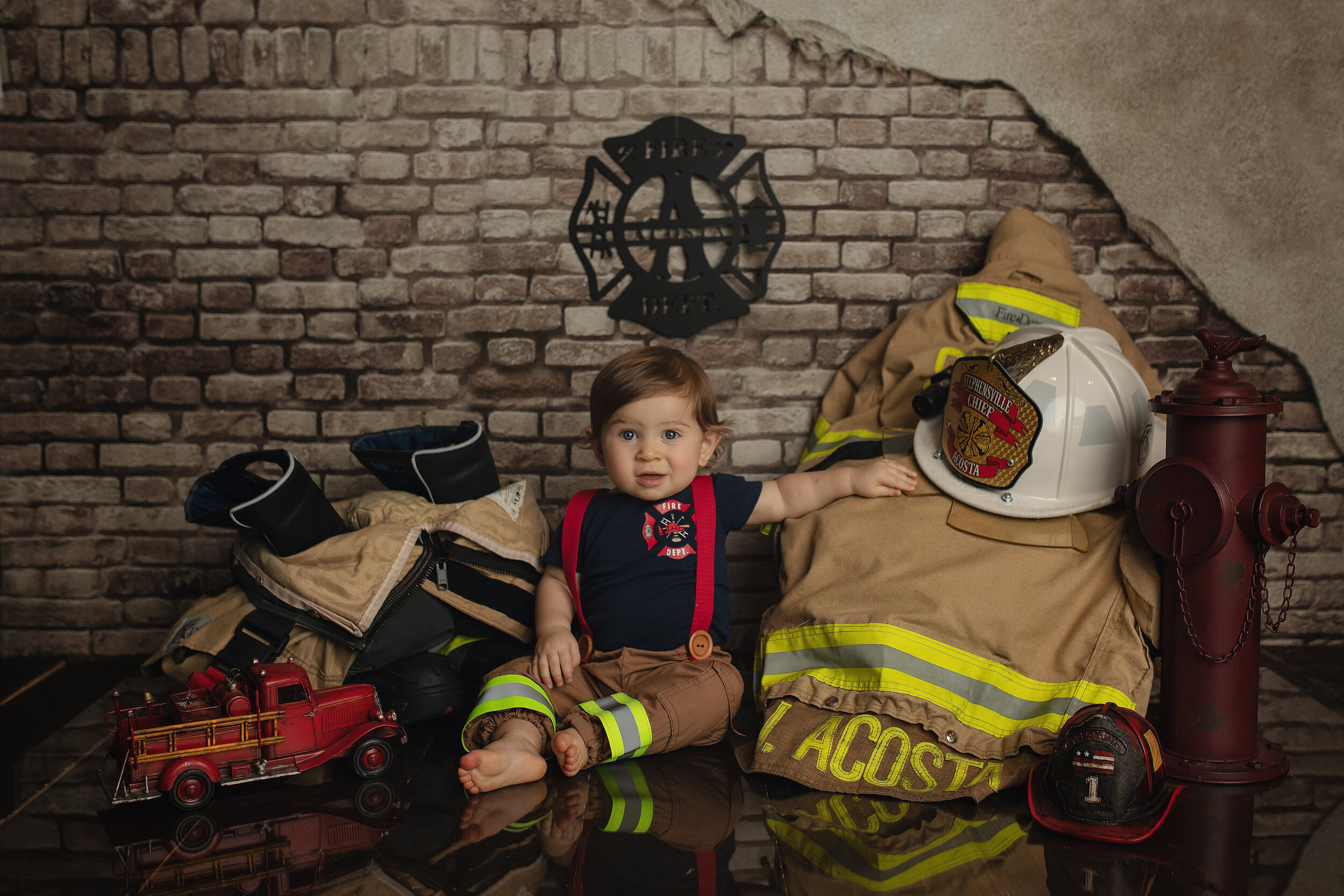 one year fire fighter photo session