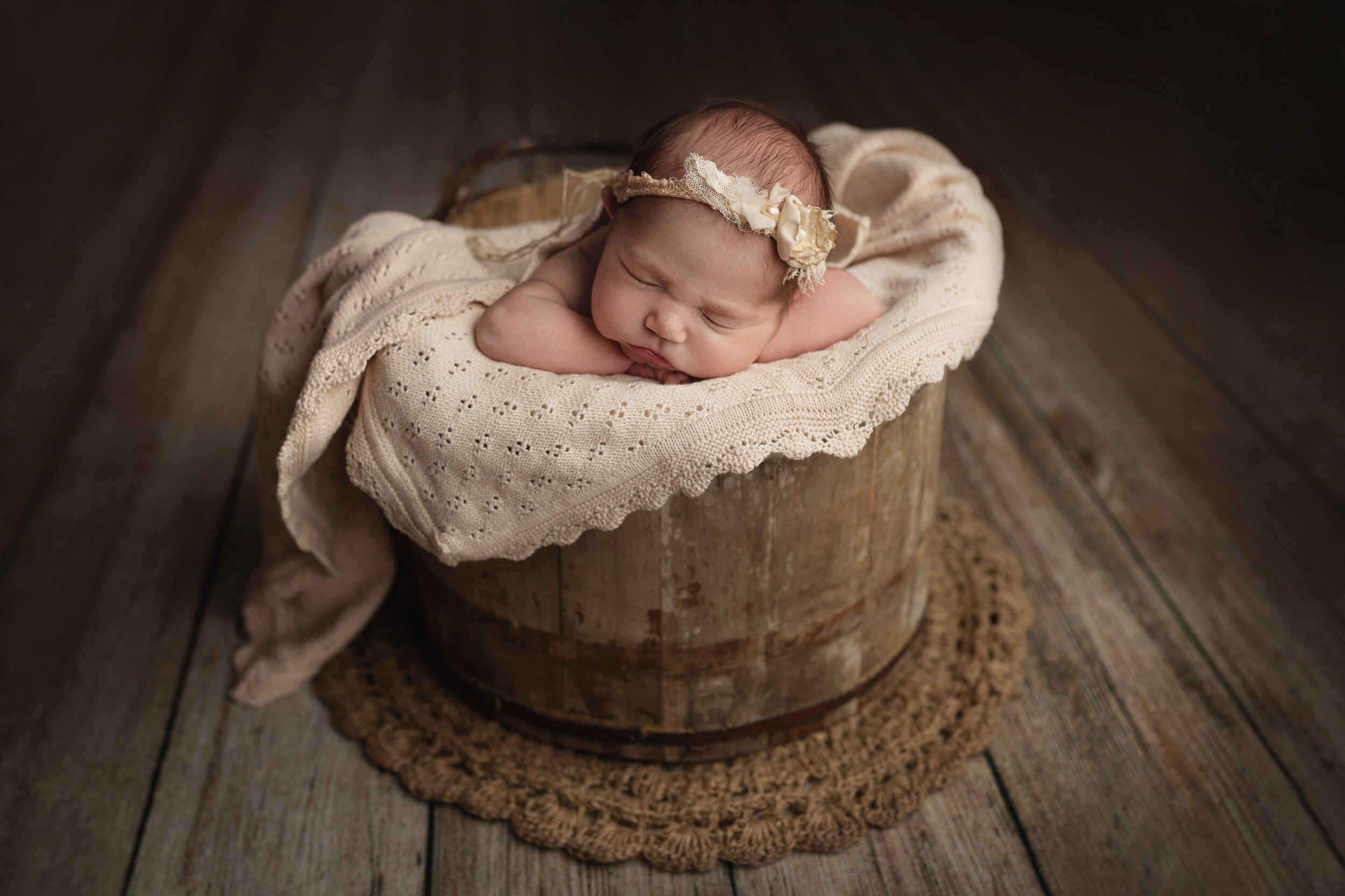 newborn baby girl rustic photo
