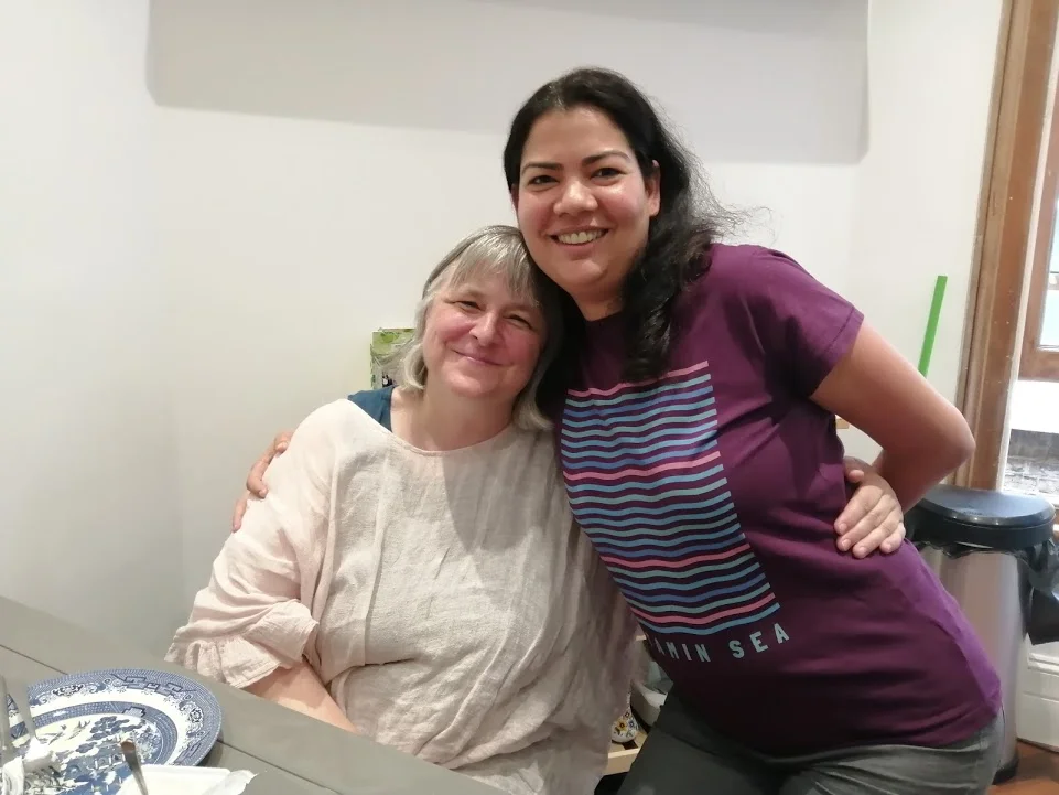 After the workshop - with Sarah Peyton (who travels everywhere, it seems).