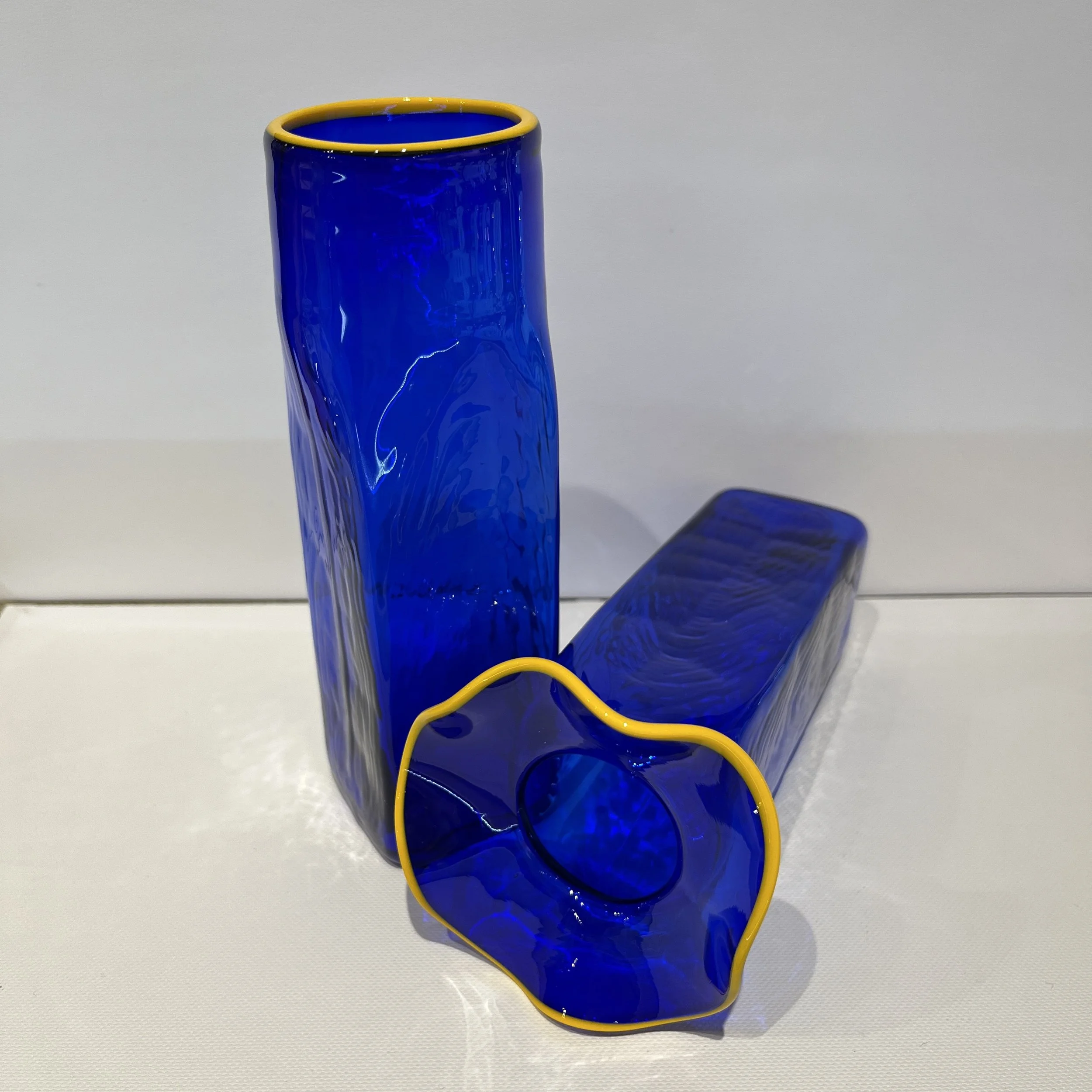 Blue with Yellow Lip Glass