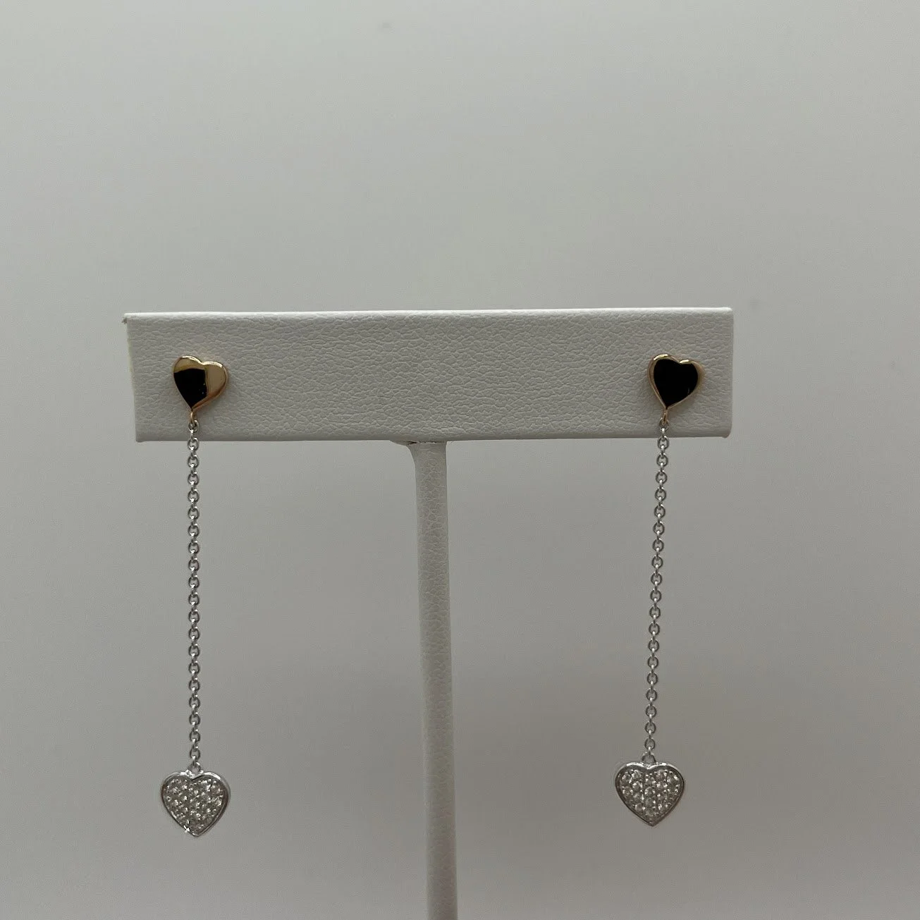 White Sapphire Heart Drop Earrings