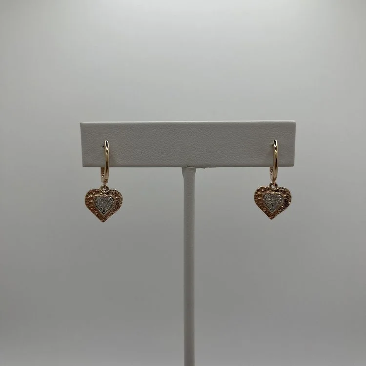 Rose Gold and Diamond Heart Earrings