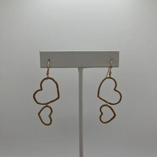 Rose Gold Diamond Double Heart Earrings