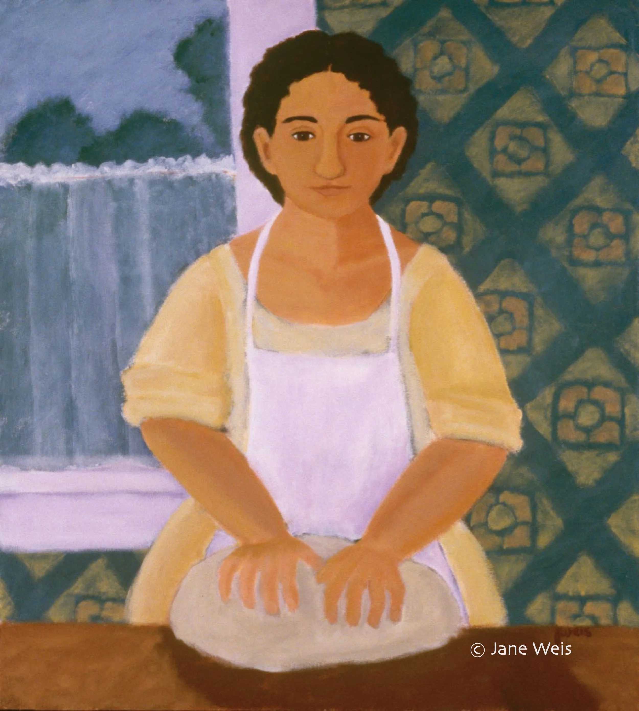 WOMAN KNEADING BREAD