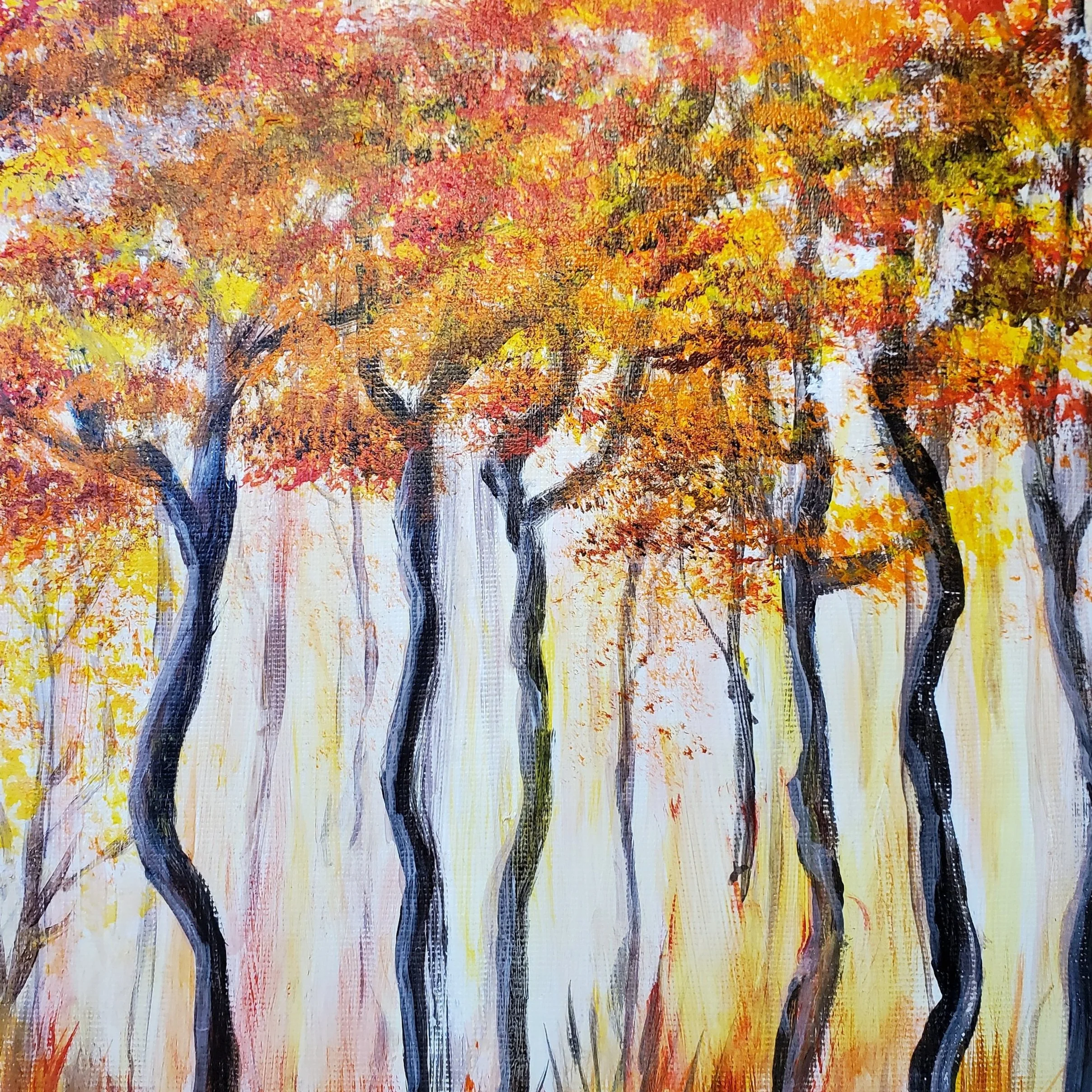 Autumn Trees, Acrylic on Canvas, 13 x 11", framed, $125