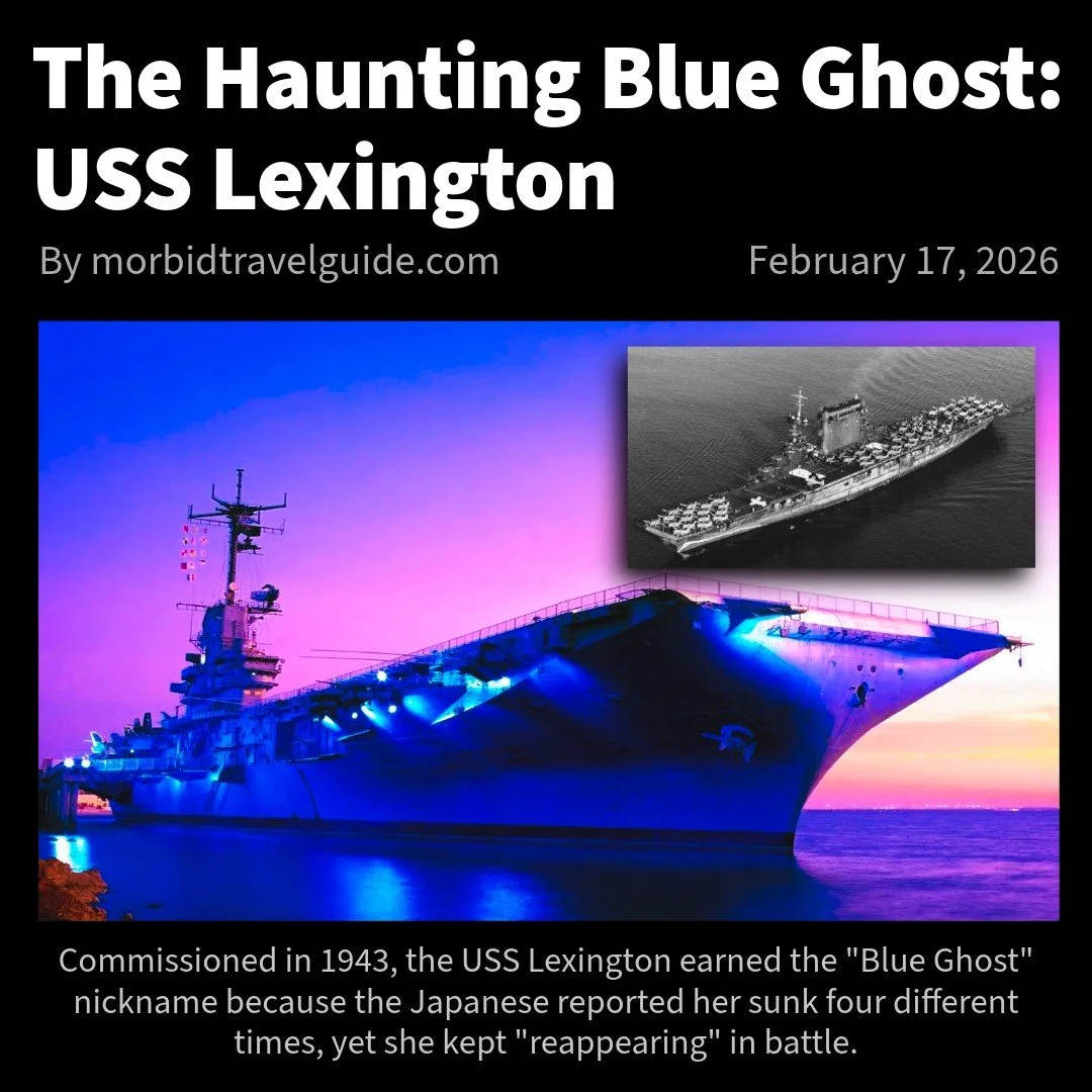 Commissioned in 1943, the USS Lexington earned the nickname The Blue Ghost after Japanese forces claimed to have sunk her more than once. She survived torpedoes, kamikaze strikes, and some of the fiercest battles in the Pacific. More than 300 crew me