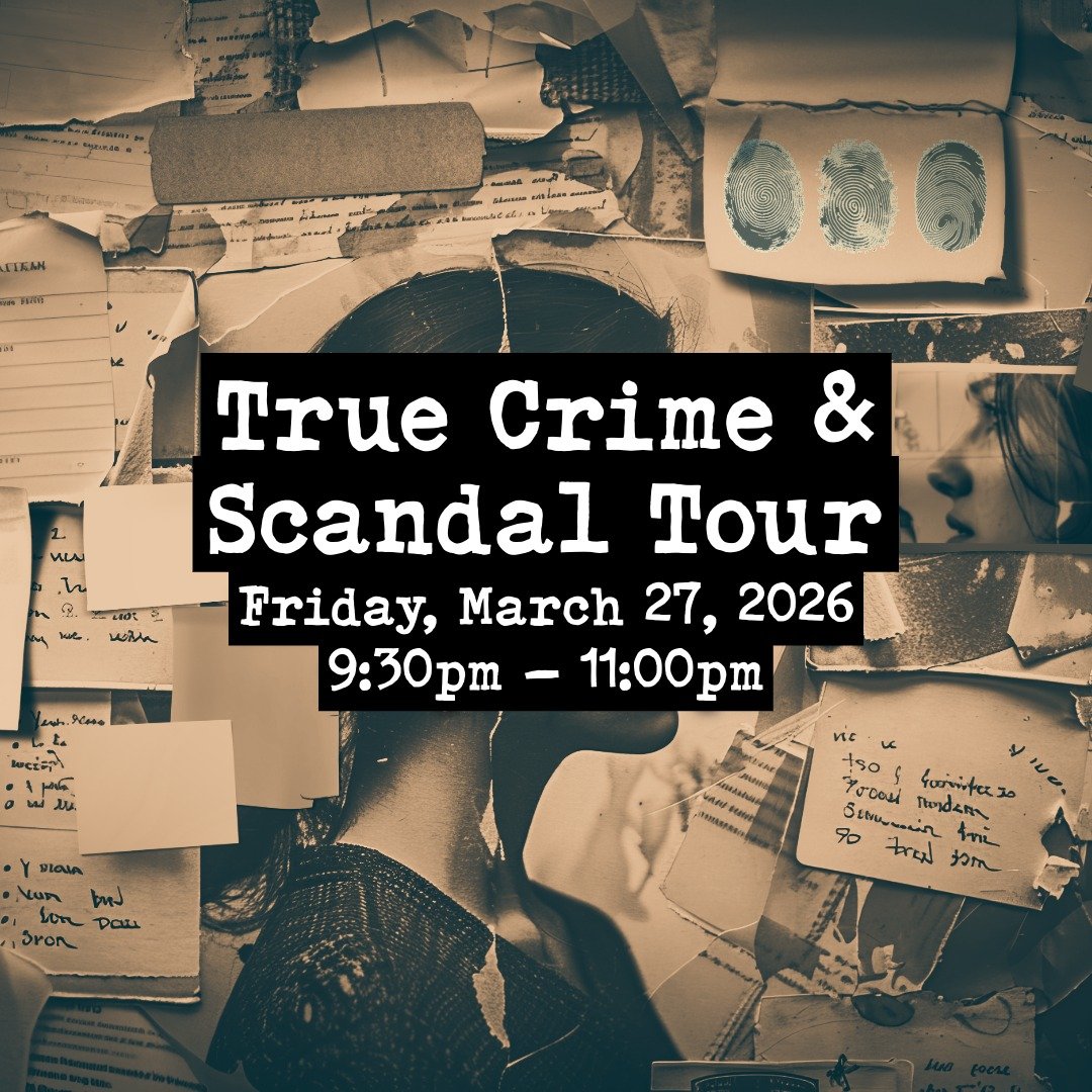THIS FRIDAY! - Join us for an evening walking tour that explores the darker side of love, ambition, and scandal in San Antonio&rsquo;s past.

The True Crime And Scandal Tour explores real stories of murder, vice, betrayal, and obsession. The tour beg