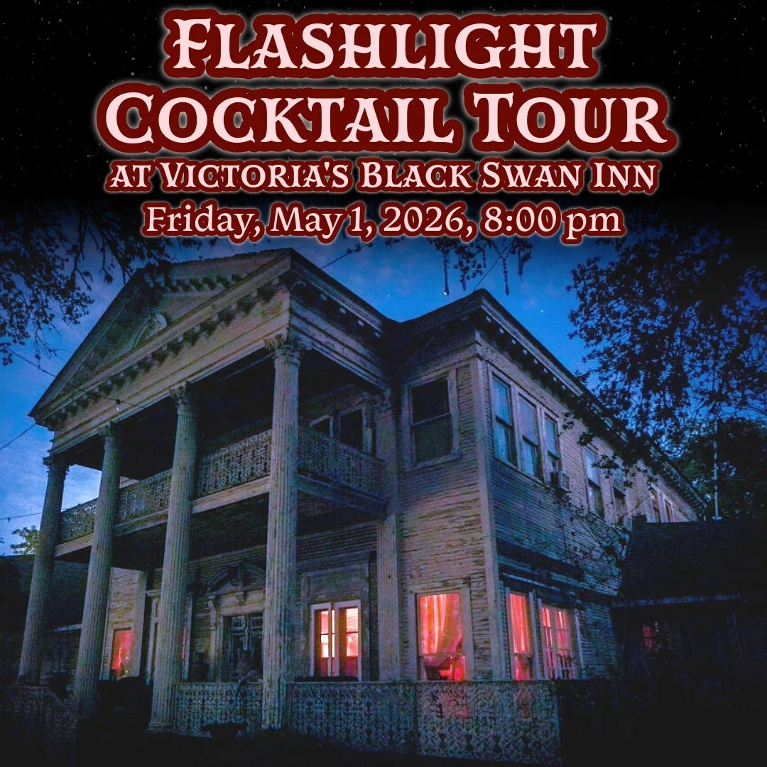 The lights will be OUT for our special Flashlight Cocktail Tour at the historic and haunted Victoria&rsquo;s Black Swan Inn. This after-dark tour offers a unique atmosphere as we turn the lights out inside the house. It is an ideal setting for a date