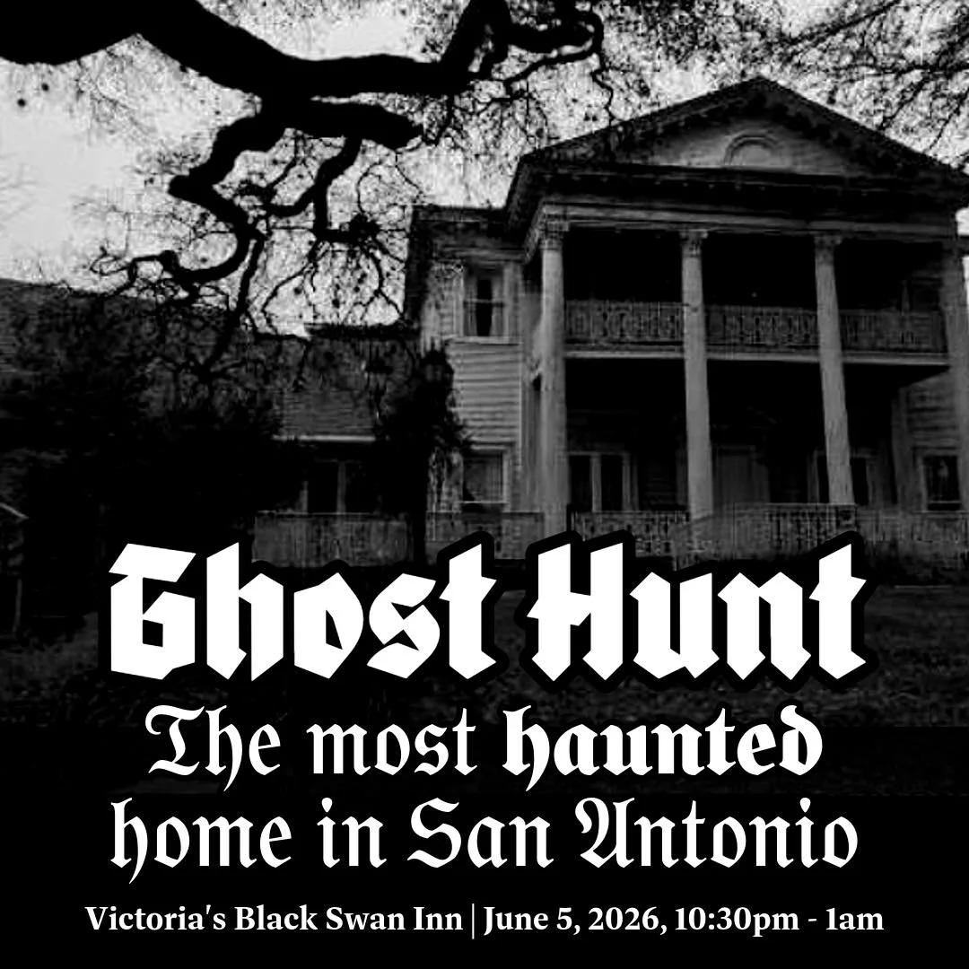 Join us on an open paranormal investigation &amp; tour of a real haunted San Antonio property. Victoria's Black Swan Inn sits upon the site of two former Texas battles as well as indigenous burial. It was once an iconic dairy farm, and has been the s