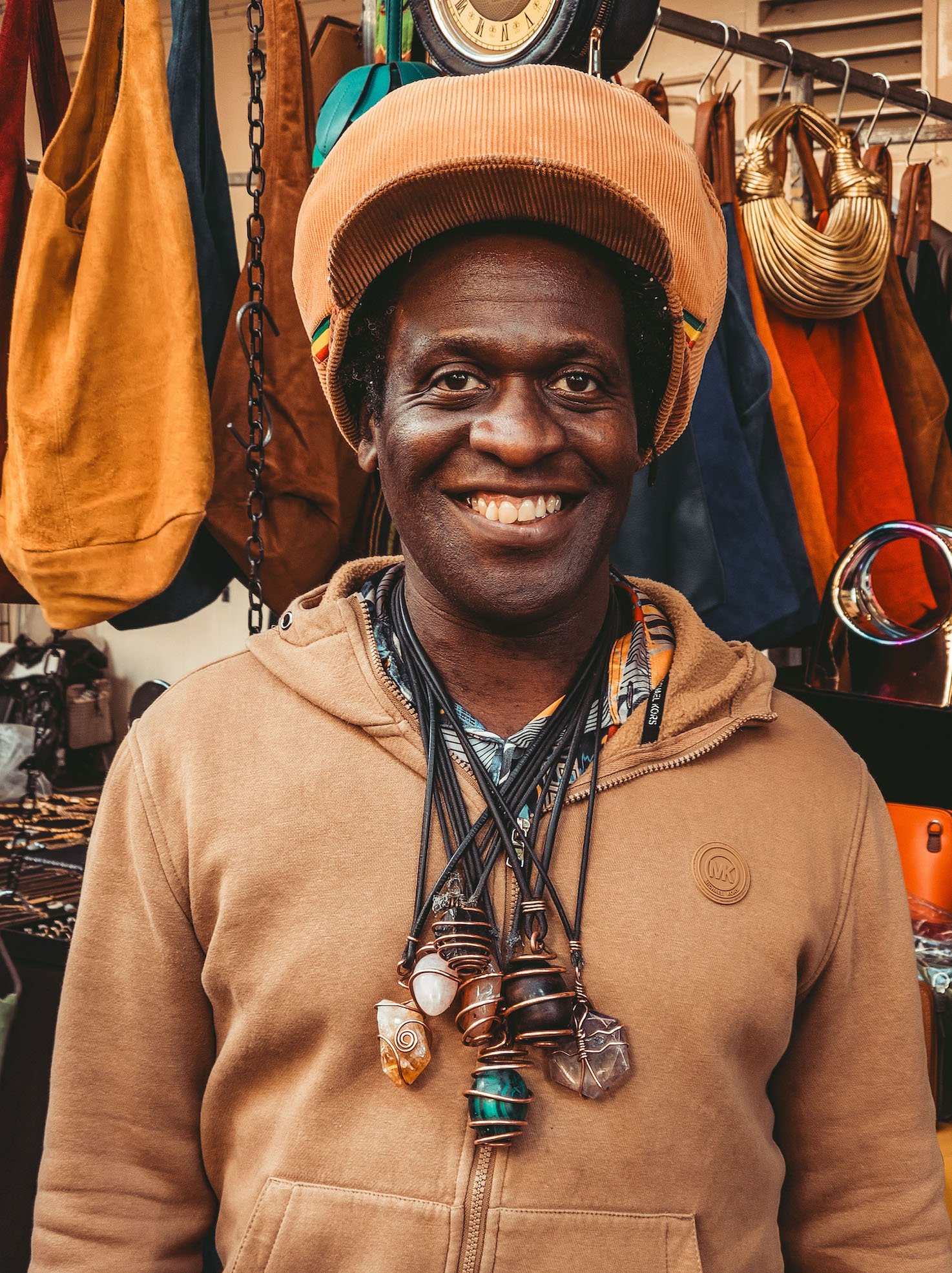 Smiling portrait in market setting