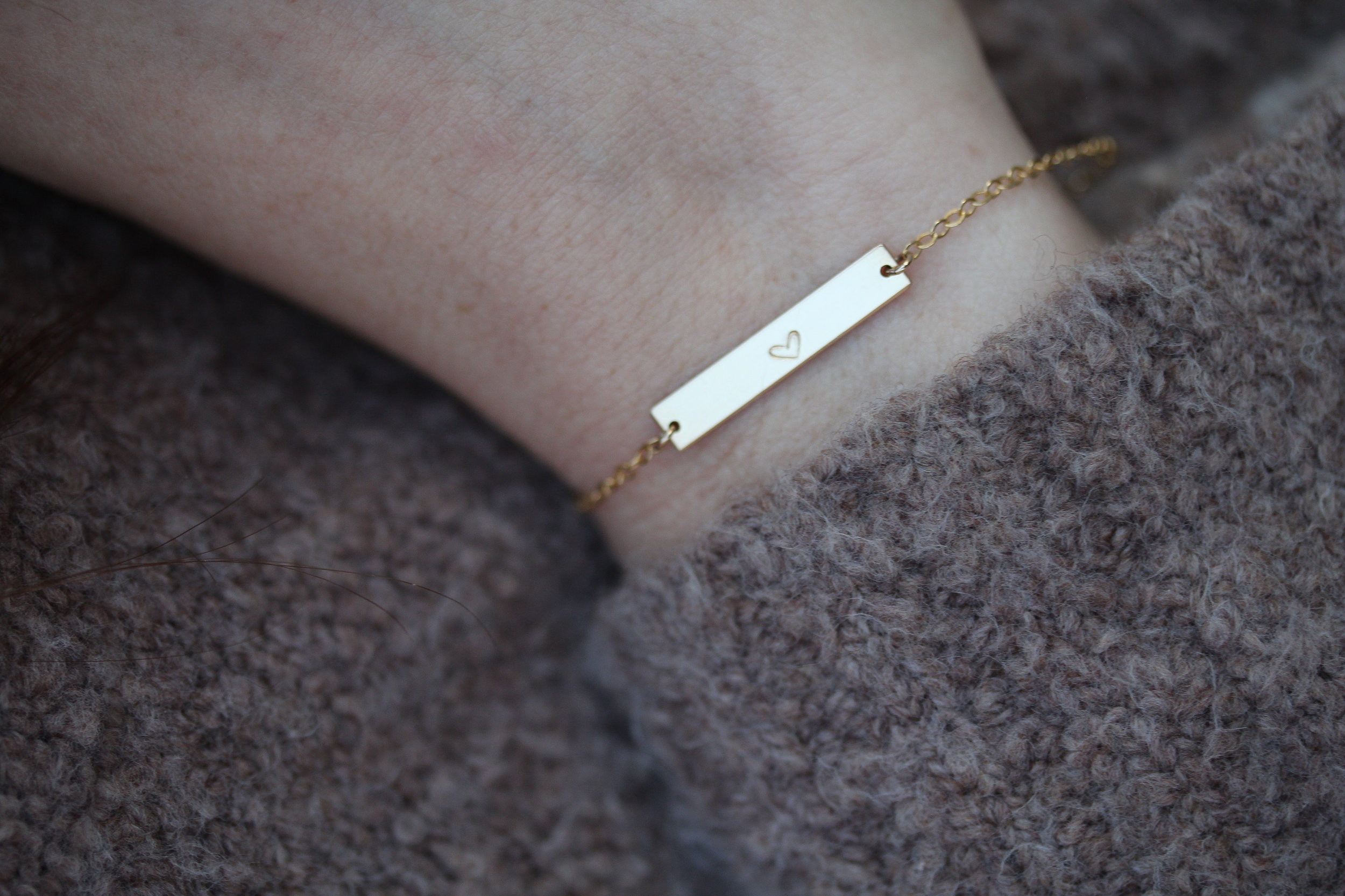 Hand Stamped, 14K Gold Filled, Small Bar Bracelet, Personalized - Stamped & Co.