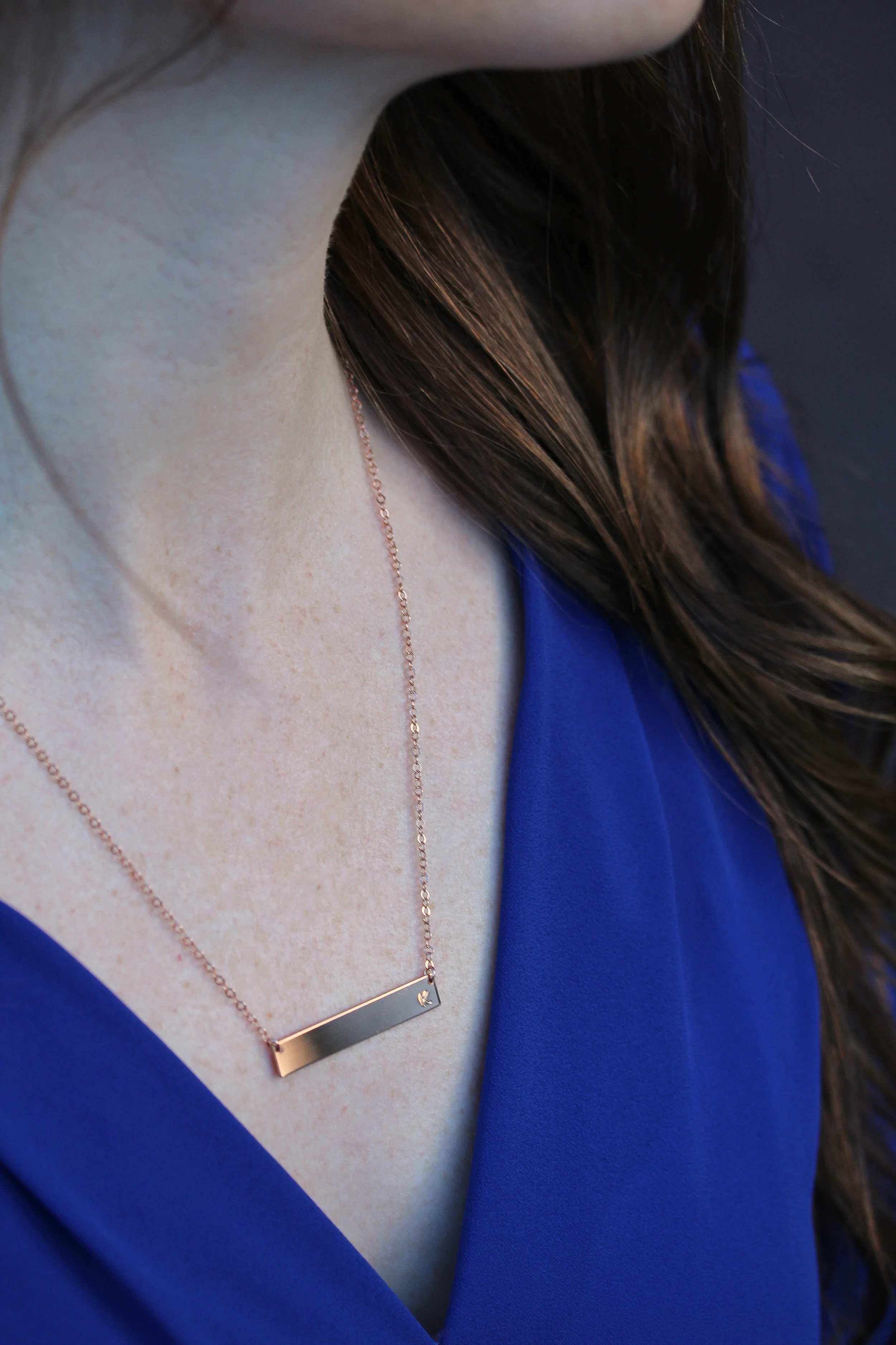Hand Stamped 14K Rose Gold Filled Bar Necklace, Personalize - Stamped & Co.