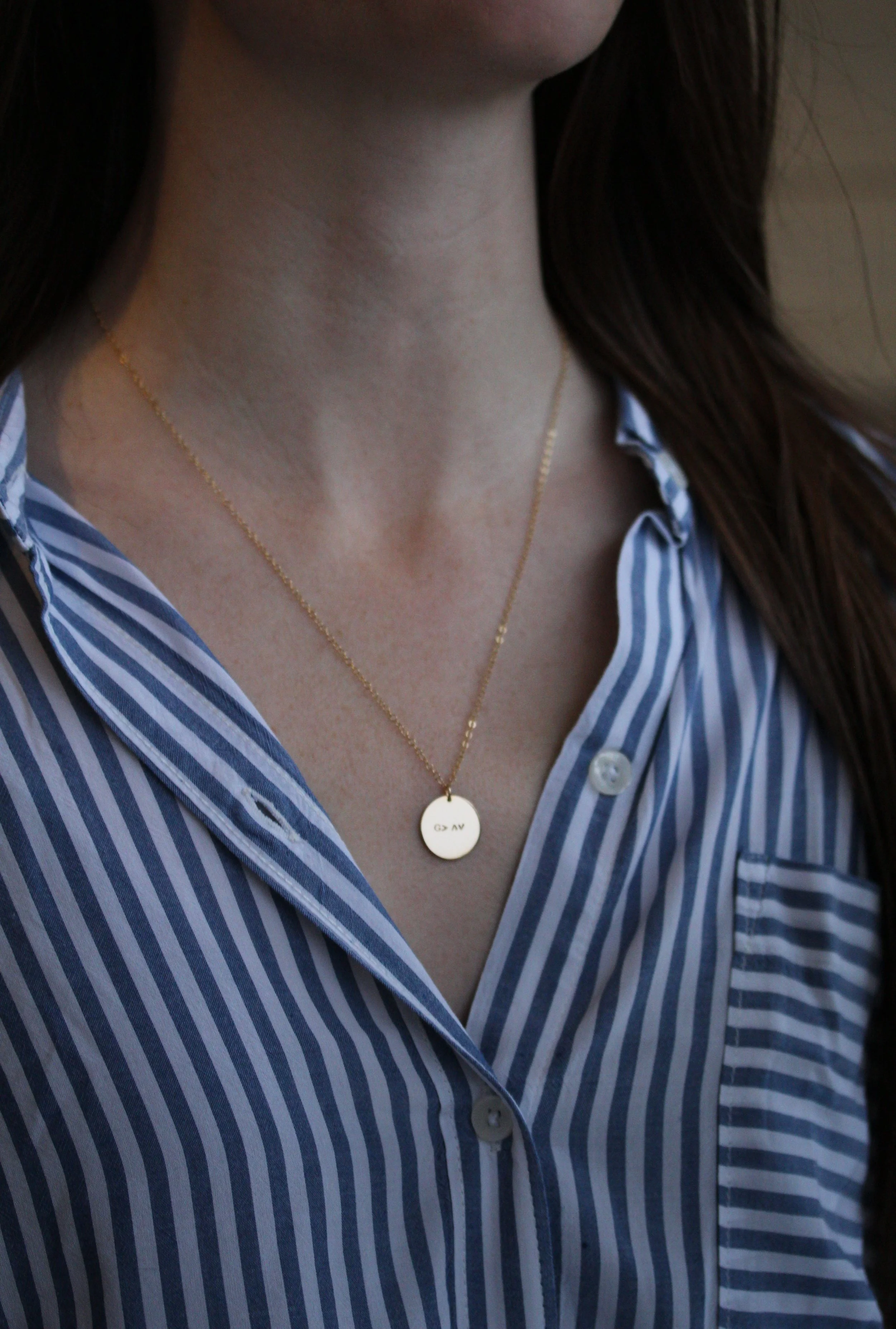 Hand Stamped, 14K Gold Filled - G>ʌᴠ Necklace - Stamped & Co.