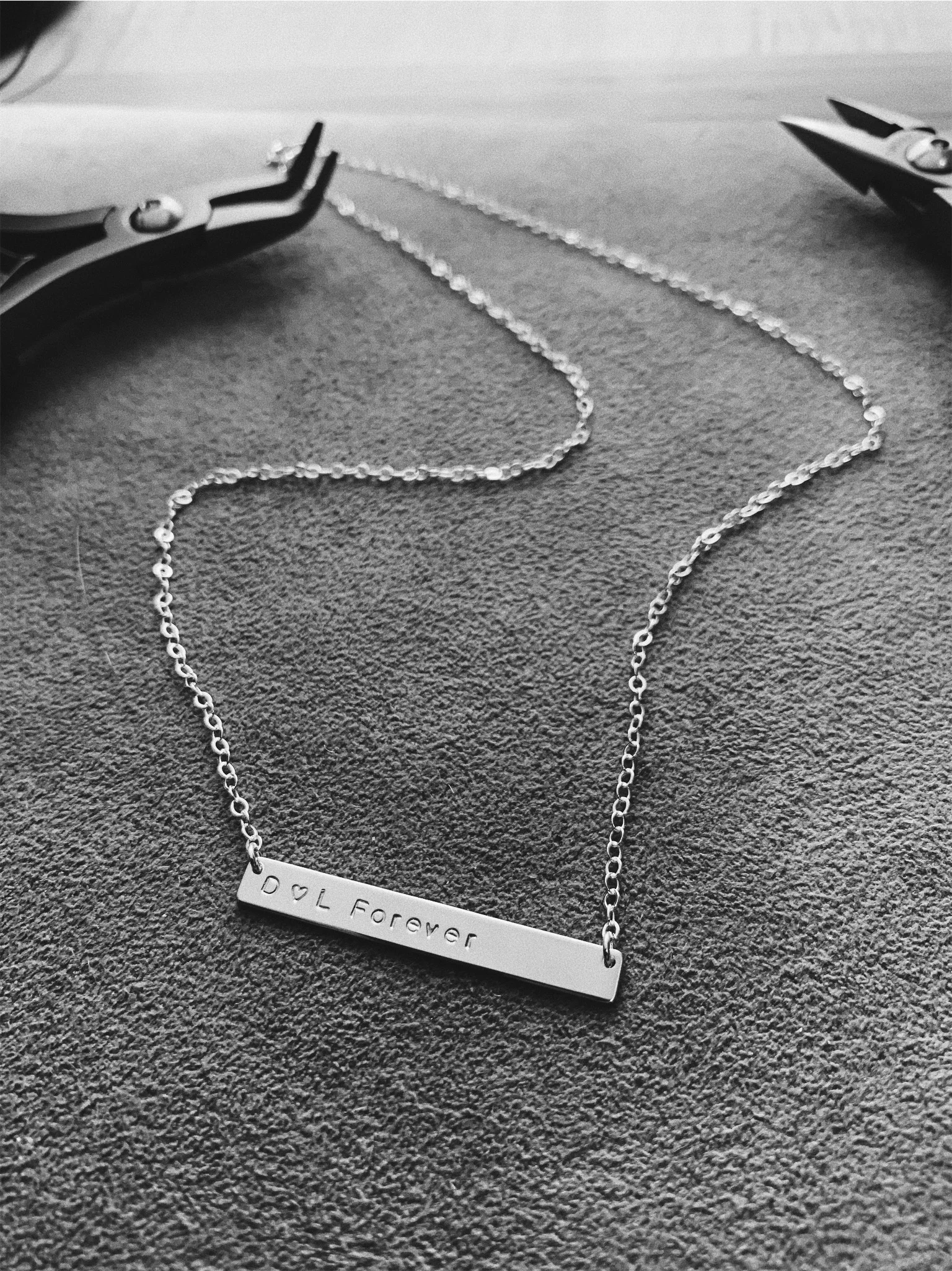 Personalize - Hand Stamped, Sterling Silver, Skinny Long Bar Necklace  - Stamped &amp; Co.
