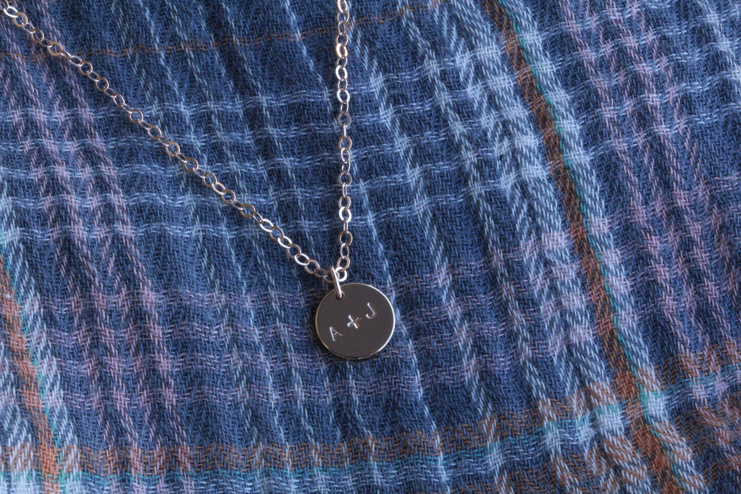 Hand Stamped, 14K Gold Filled 9.5mm Disc Necklace, Personalize, Initials - Stamped &amp; Co.