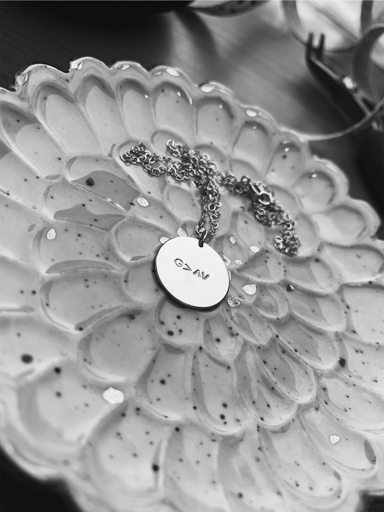 G&gt;ʌᴠ, Hand Stamped, 14K Gold Filled Disc Necklace, Personalize - Stamped &amp; Co.