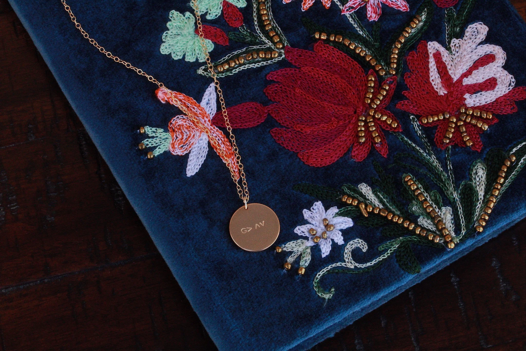 G&gt;ʌᴠ, Hand Stamped, 14K Gold Filled Disc Necklace - Stamped &amp; Co.