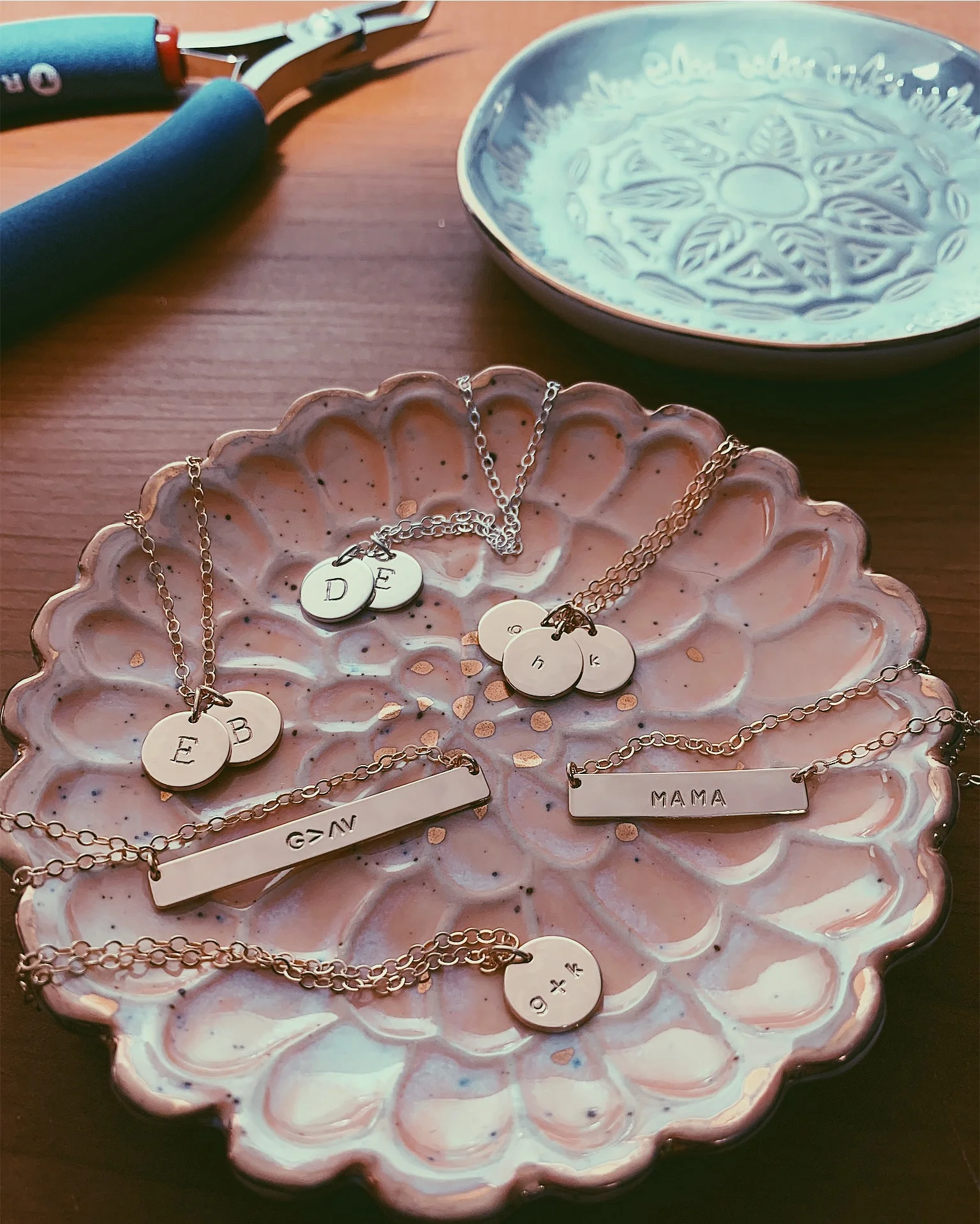 Hand Stamped, 14K Rose Gold Filled 9.5mm Disc Necklace, Personalize - Stamped &amp; Co.