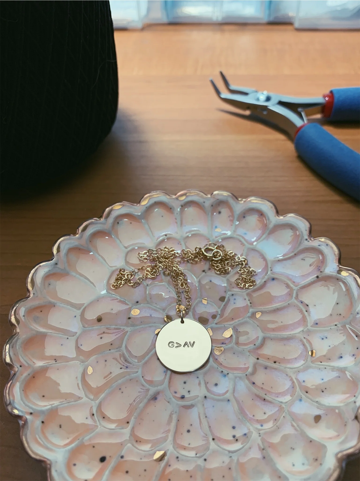 G&gt;ʌᴠ, Hand Stamped, 14K Gold Filled Disc Necklace, 16mm - Stamped &amp; Co.