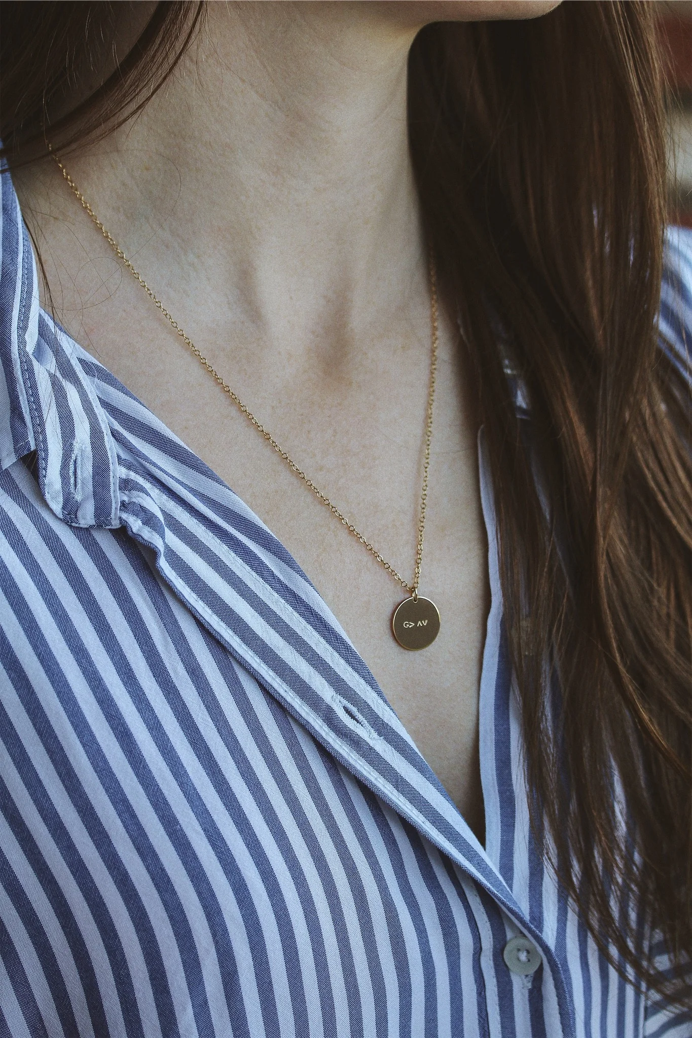 Large Disc Necklace, Hand Stamped, 14K Gold Filled 16mm Disc Necklace, Personalizable - Stamped &amp; Co.