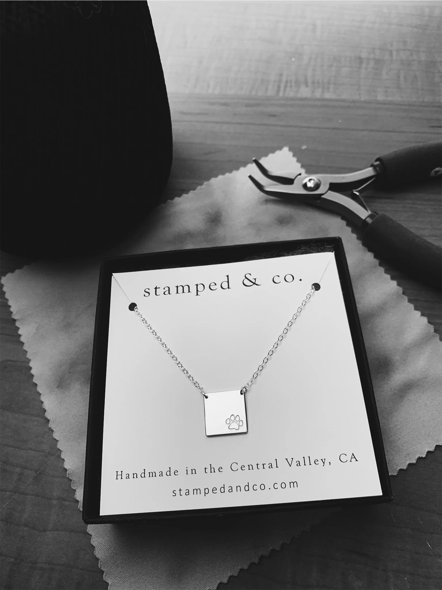 Paw Print Square Pendant Necklace, Sterling Silver - Stamped &amp; Co.