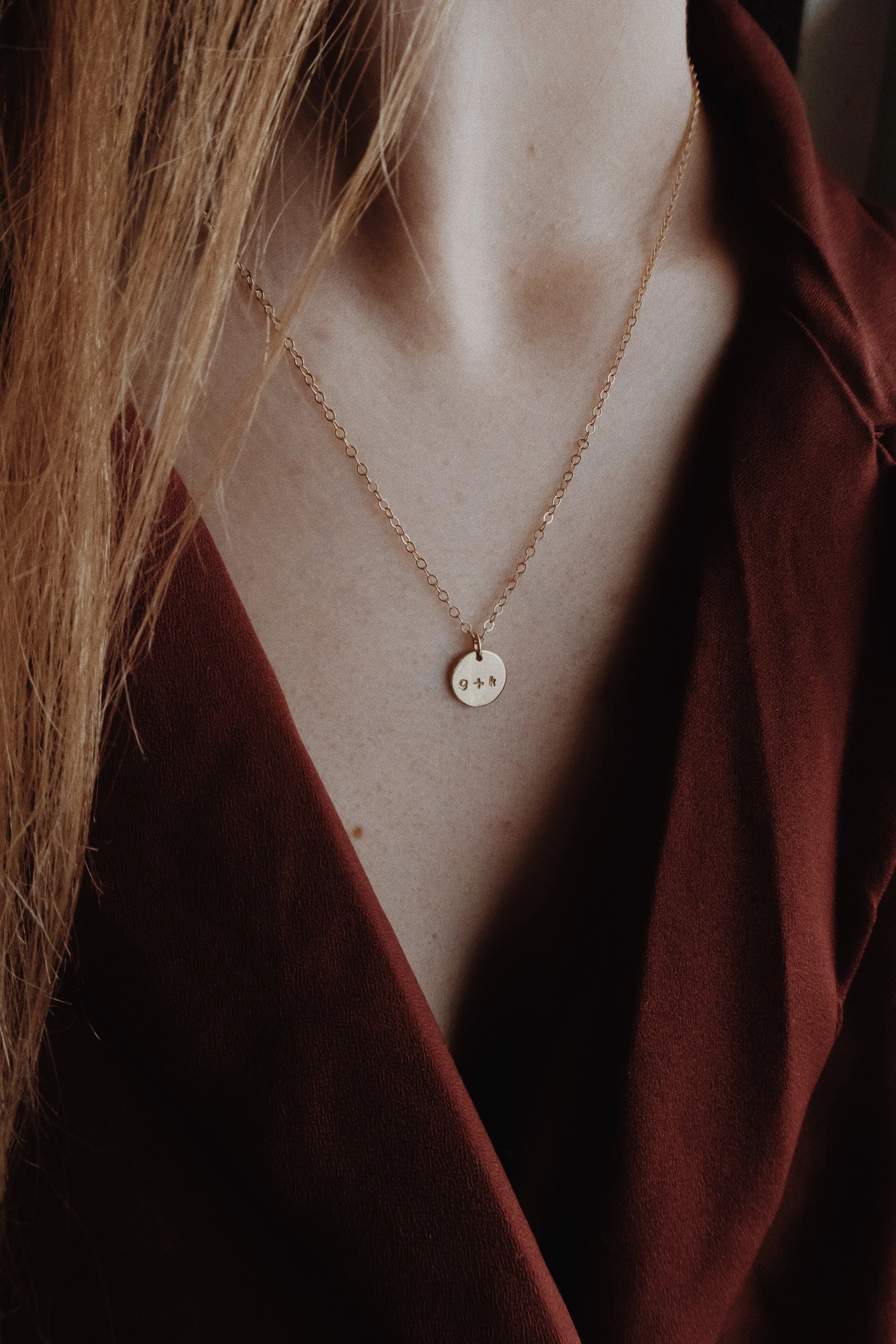 Hand Stamped, 14K Gold Filled 9.5mm Disc Necklace, Personalize Your Own - Stamped &amp; Co.