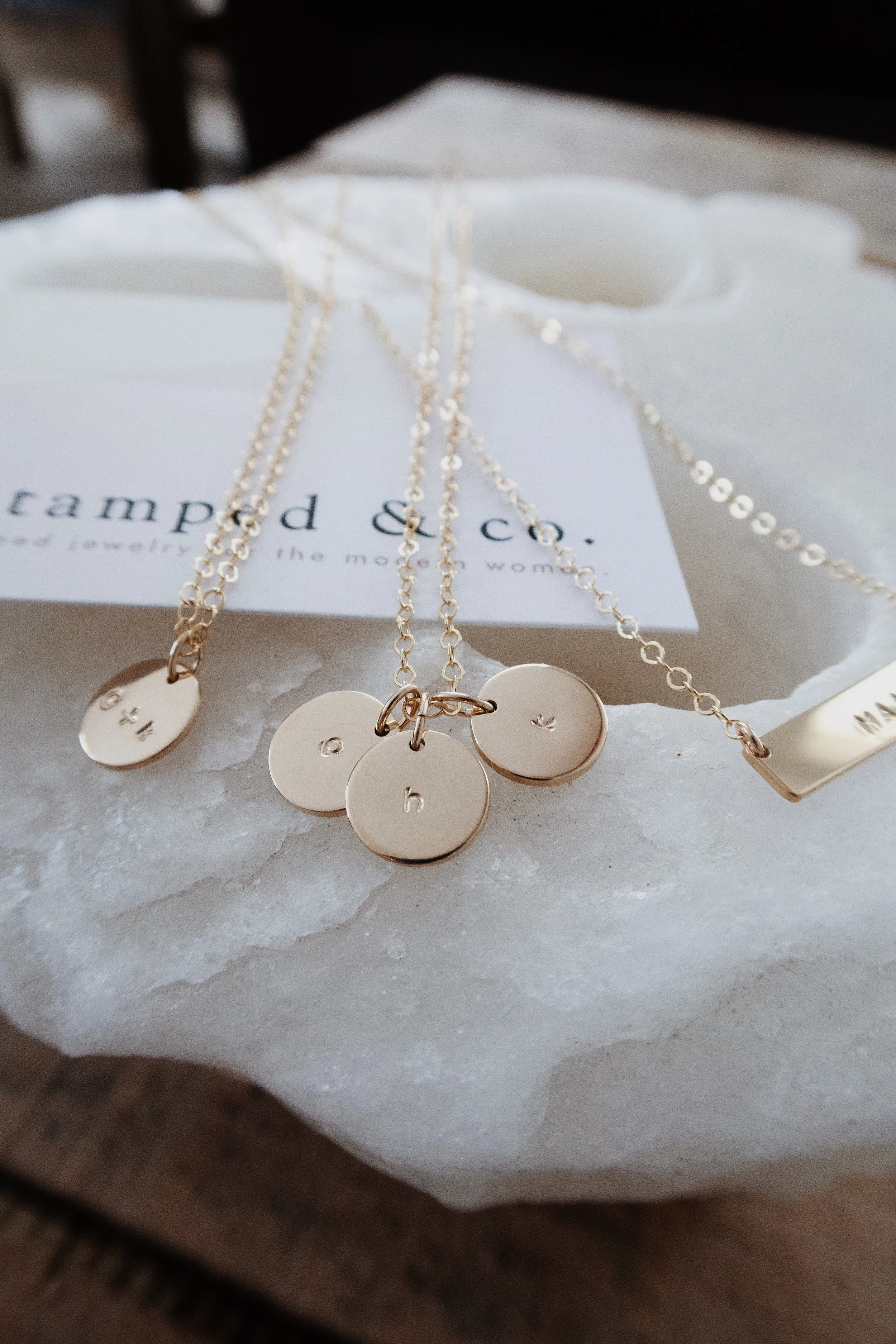 Handmade, 14K Gold Filled, Multi Disc Necklace, Personalize - Stamped &amp; Co.